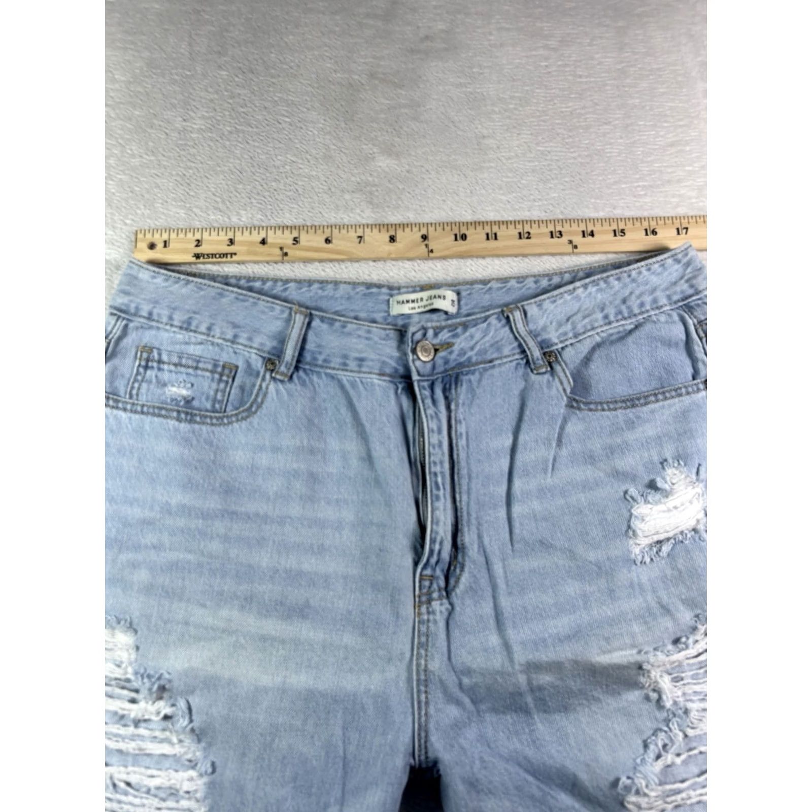 Denime Hammer Jeans Women's High-Rise 15 Light Wash Denim 27in Inseam 5-Pocket Blue Cotton Blend 80s Vintage Style Regular Fit Jeans Size 36" / US 14 / IT 50 - 7 Thumbnail