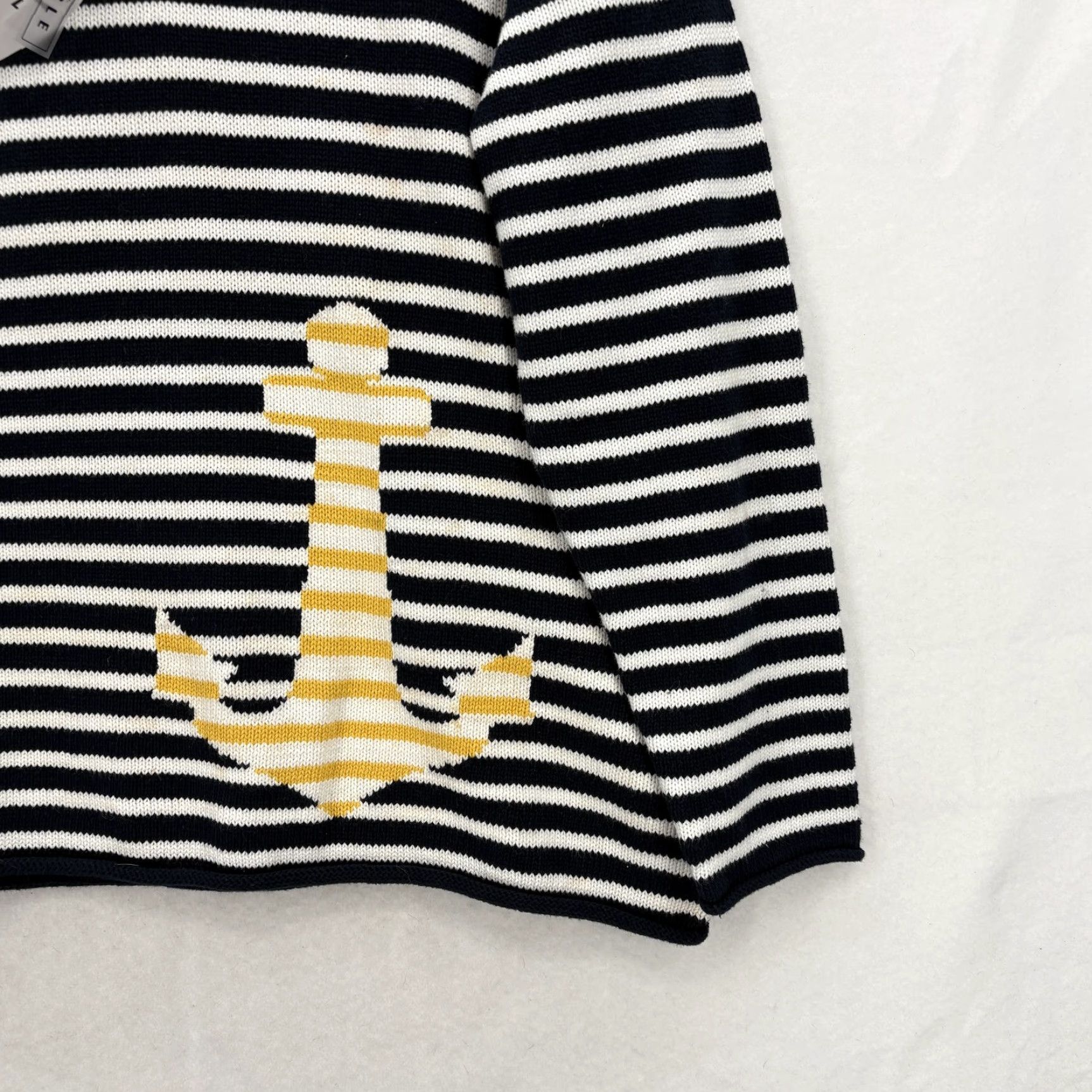 Vintage Norton Studio Sweater Womens Large Blue Stripe Anchor V-Neck Cotton Nautical NWT Size L / US 10 / IT 46 - 3 Thumbnail