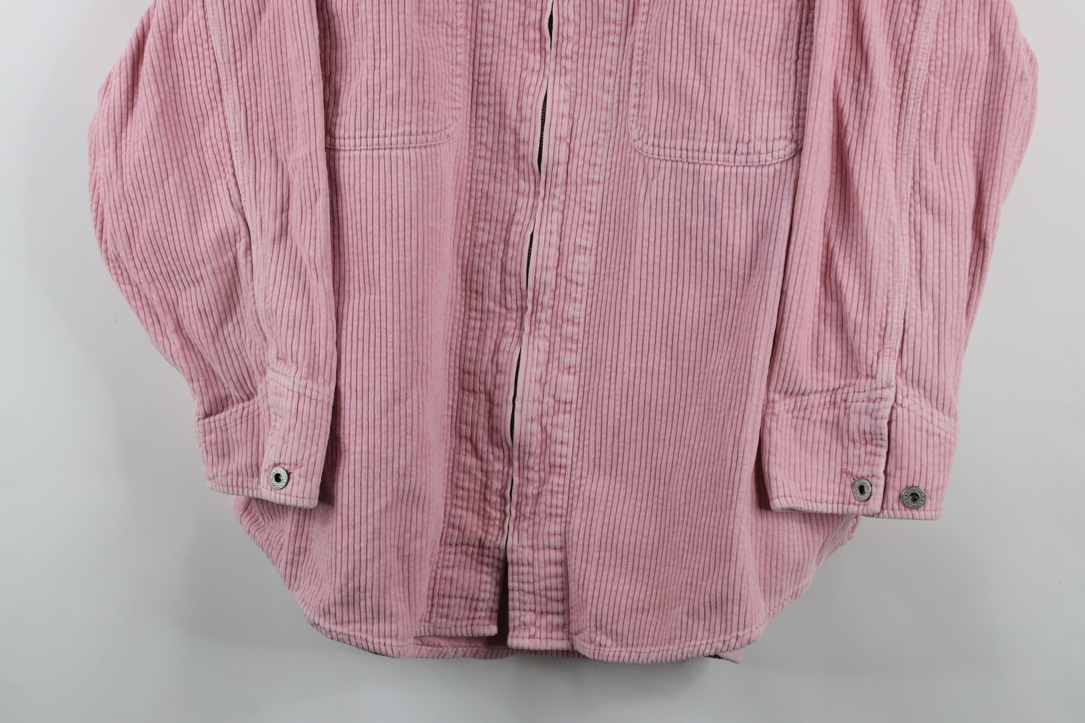 Vintage Vintage 90s Streetwear Corduroy Full Zip Shirt Jacket Pink Size 3XL / US 20-22 - 3 Thumbnail