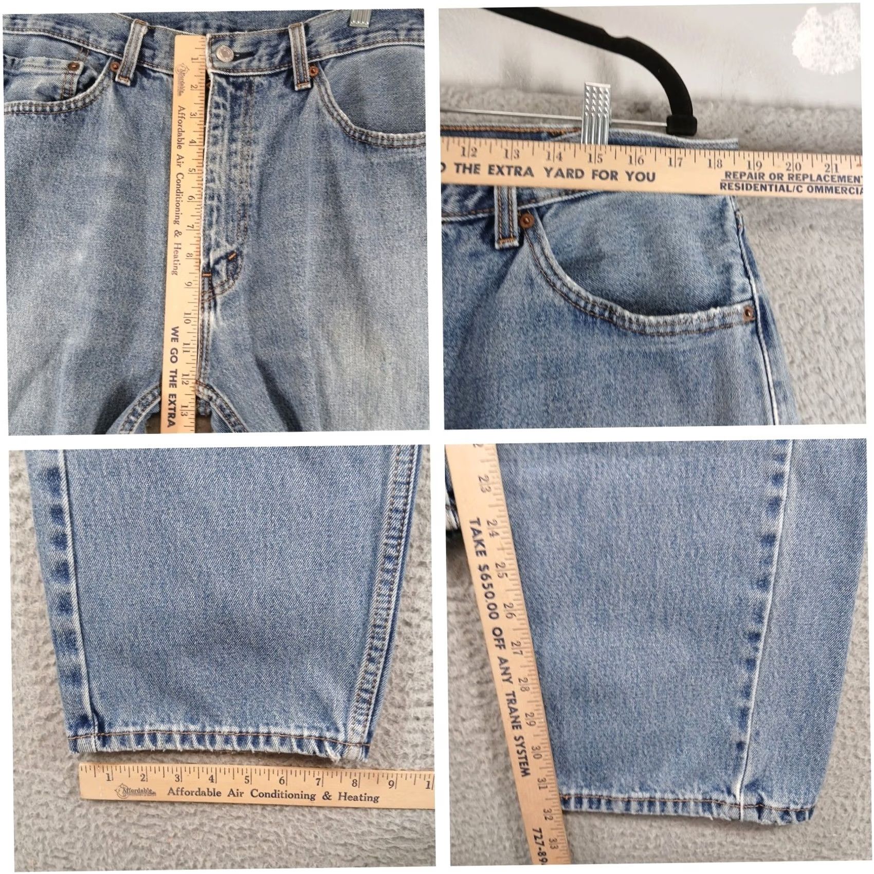 Levi's Levi's 505 Regular Fit Straight Leg Jeans 36x34 Light Wash Men Jeans 5-Pocket Denim Straight Leg 90s Vintage Style Size US 36 / EU 52 - 6 Thumbnail