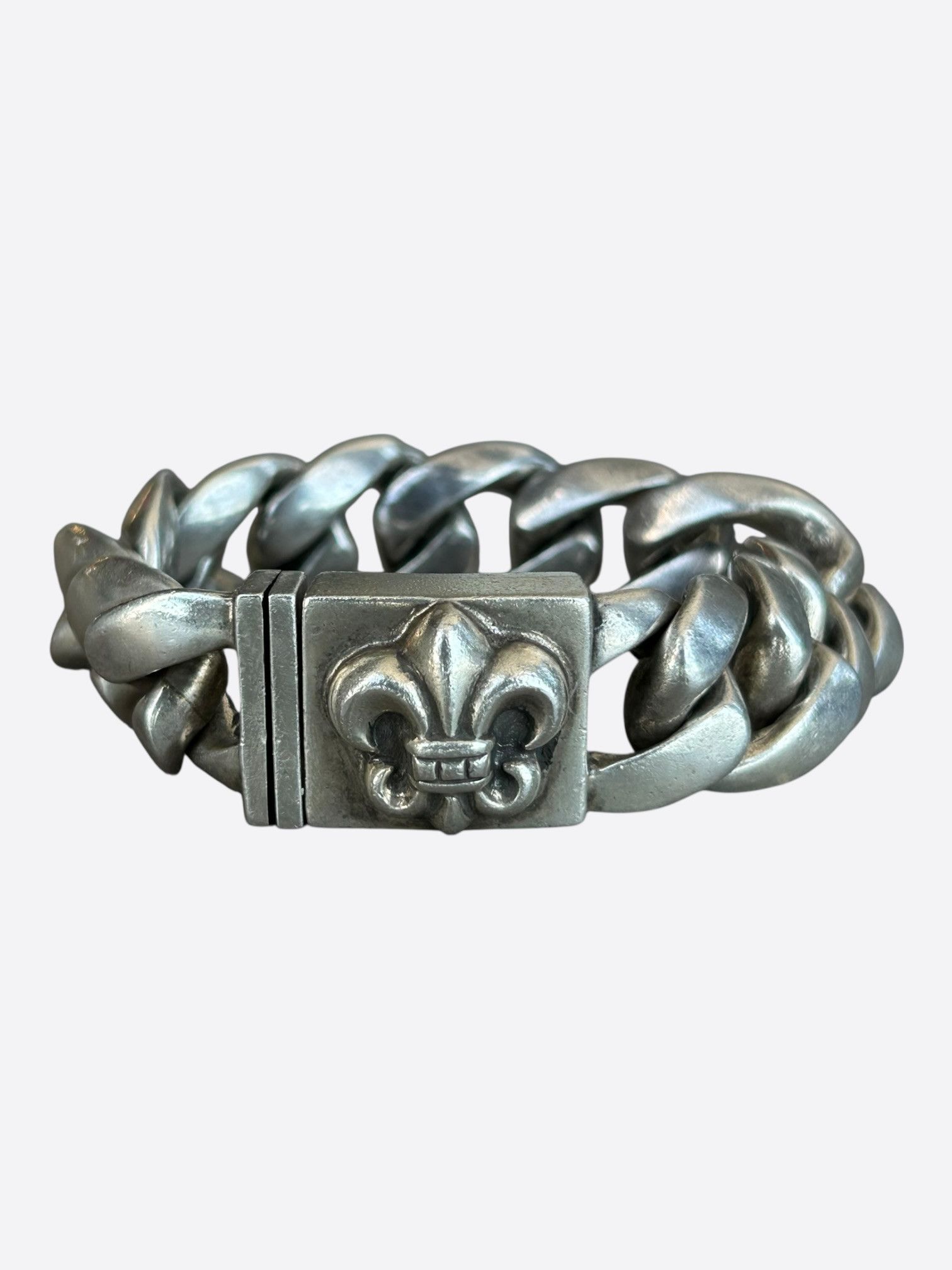 Chrome Hearts Chrome Hearts Silver Fleur Cuban Bracelet Size ONE SIZE - 1 Thumbnail