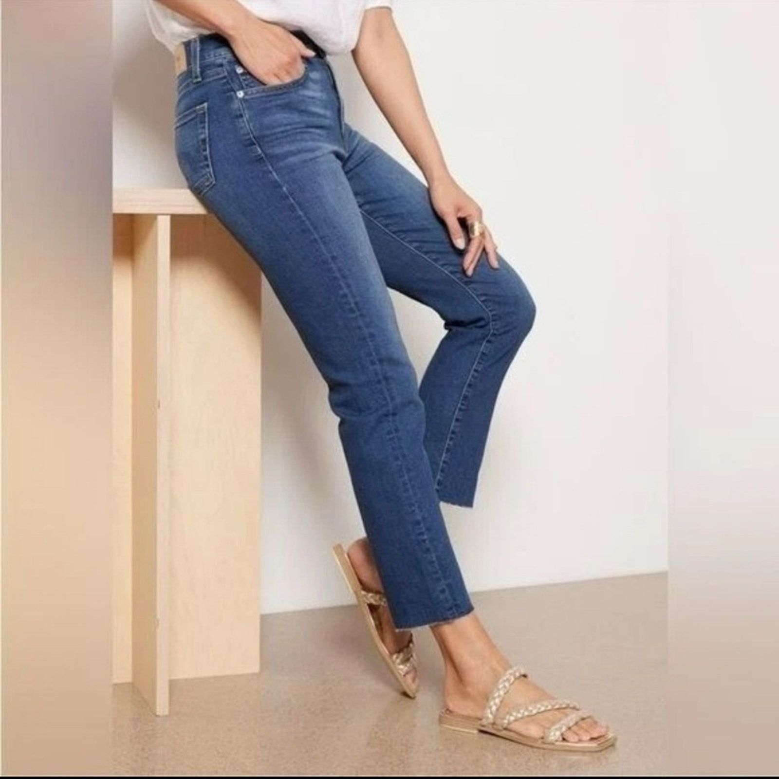 Edwin Edwin High Rise Slim Straight Crop Denim Jeans Womens 31 Size 31" - 3 Thumbnail