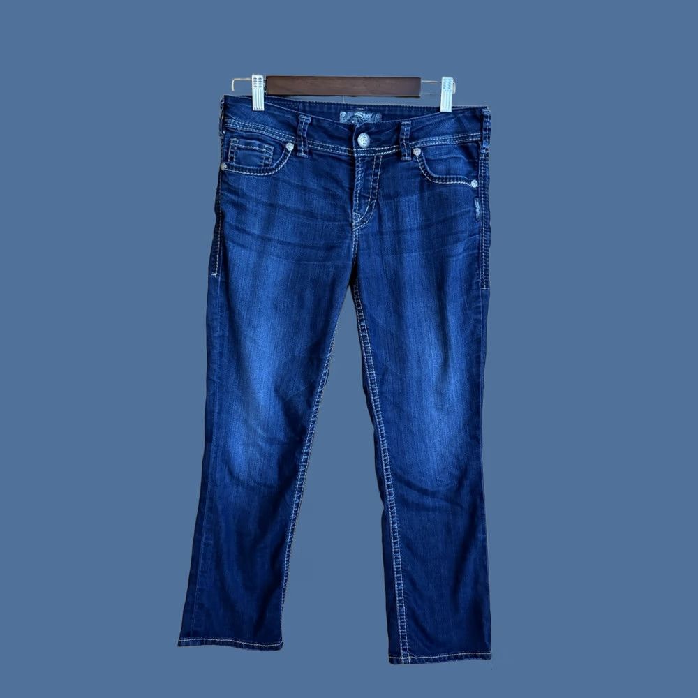 Silver Jeans Co. Silver Jeans Suki Capri Jeans Womens W29 Blue Stretch Denim Western Concert Weekend Metal Size 29" - 1 Thumbnail