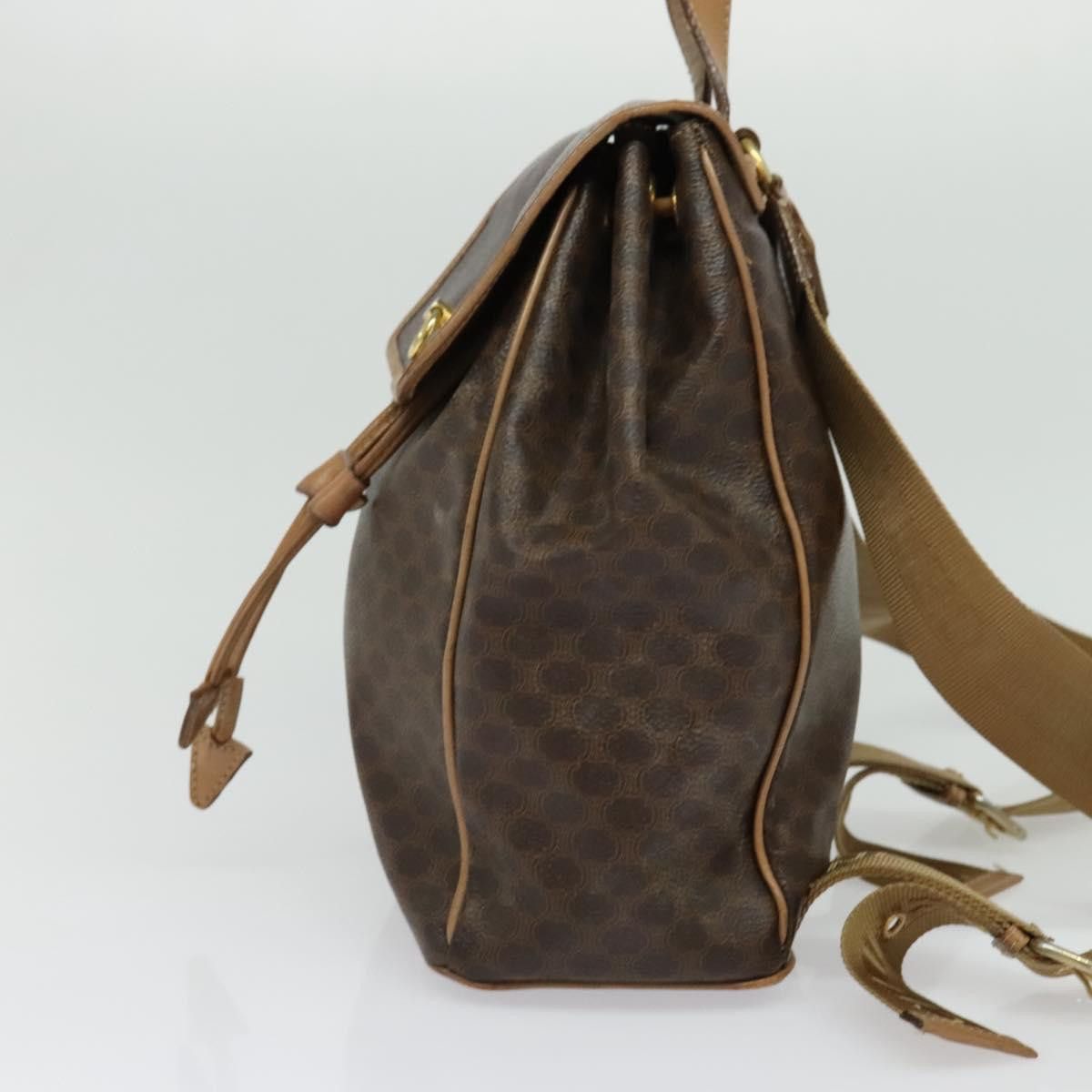 Celine CELINE Macadam Canvas Backpack Pvc Leather Brown Gold Size ONE SIZE - 4 Thumbnail