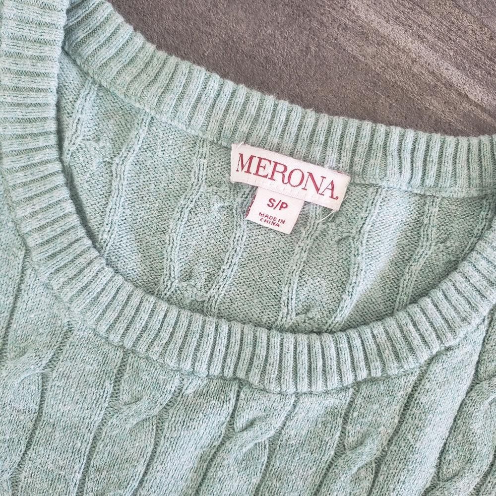 Merona Mint Green Detailed Merona Sweater Long Sleeve Size S / US 4 / IT 40 - 3 Thumbnail