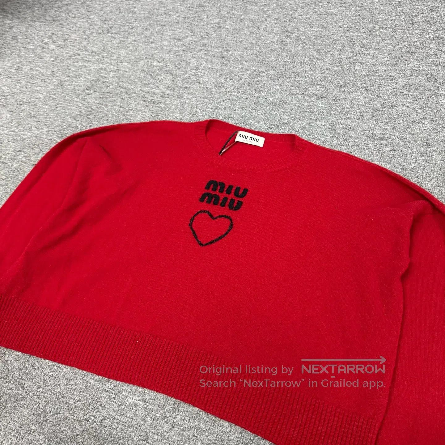 Miu Miu miu miu Love-themed embroidered logo; short cashmere knit Size S / US 4 / IT 40 - 5 Thumbnail