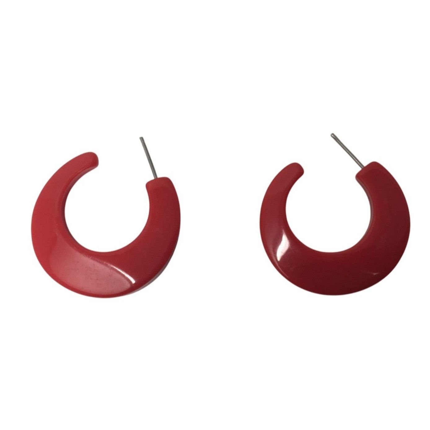 Other Womens Chunky Red Hoop Earrings (no backs) Size ONE SIZE - 2 Thumbnail