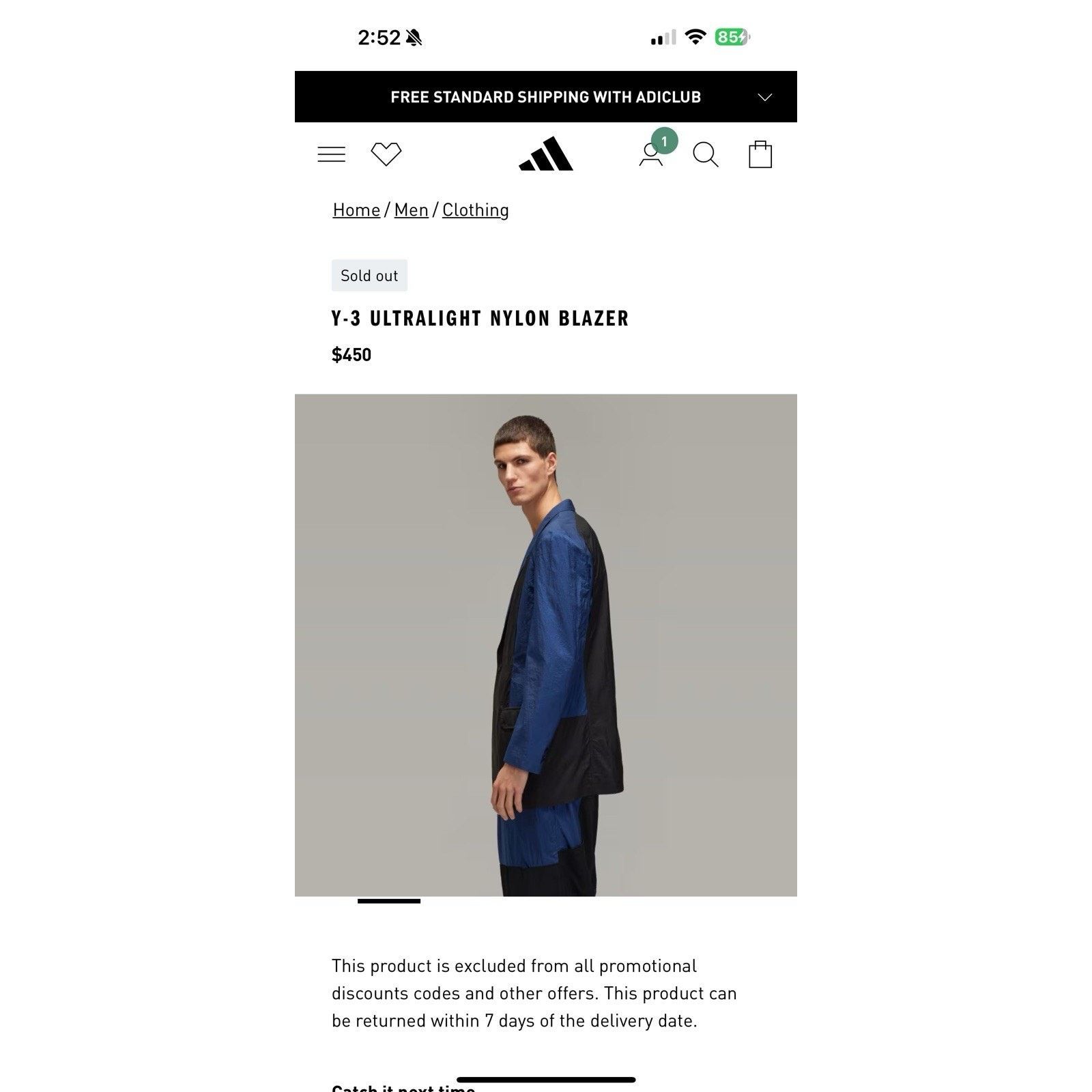 Adidas × Y-3 × Yohji Yamamoto Y-3 Yohji Yamamoto Adidas Ultralight Nylon Blazer Black Blue Size US L / EU 52-54 / 3 - 9 Thumbnail