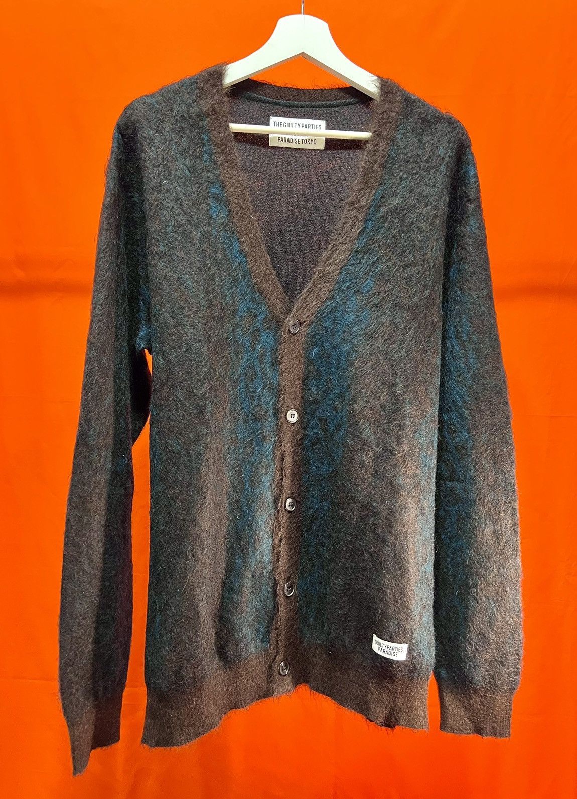 image of Wacko Maria Animal Brushed Mohair Cardigan in Brown, Men's (Size XL)