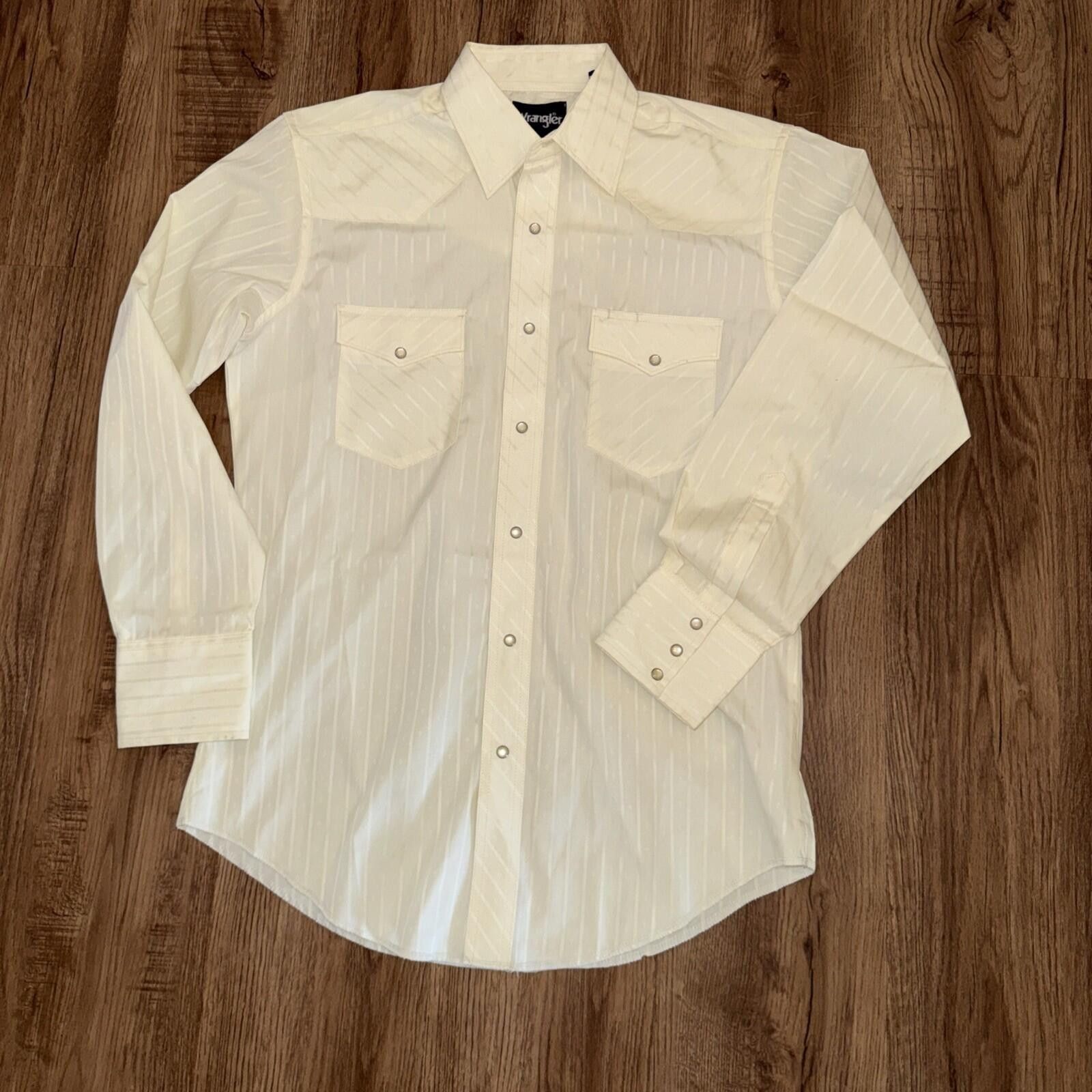 Wrangler Wrangler Men’s M Dobby Stripe Pearl Snap Western Shirt Cream Size US M / EU 48-50 / 2 - 5 Thumbnail