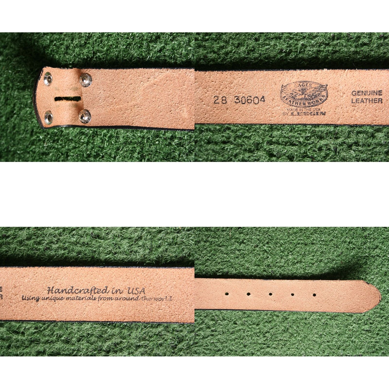 Vintage VINTAGE Leegin Eagle Leather Works British Tan Embossed Belt Sz. 28 (No Buckle) Men Leather Western Belt Size 28 British Tan Size 28 - 8 Thumbnail