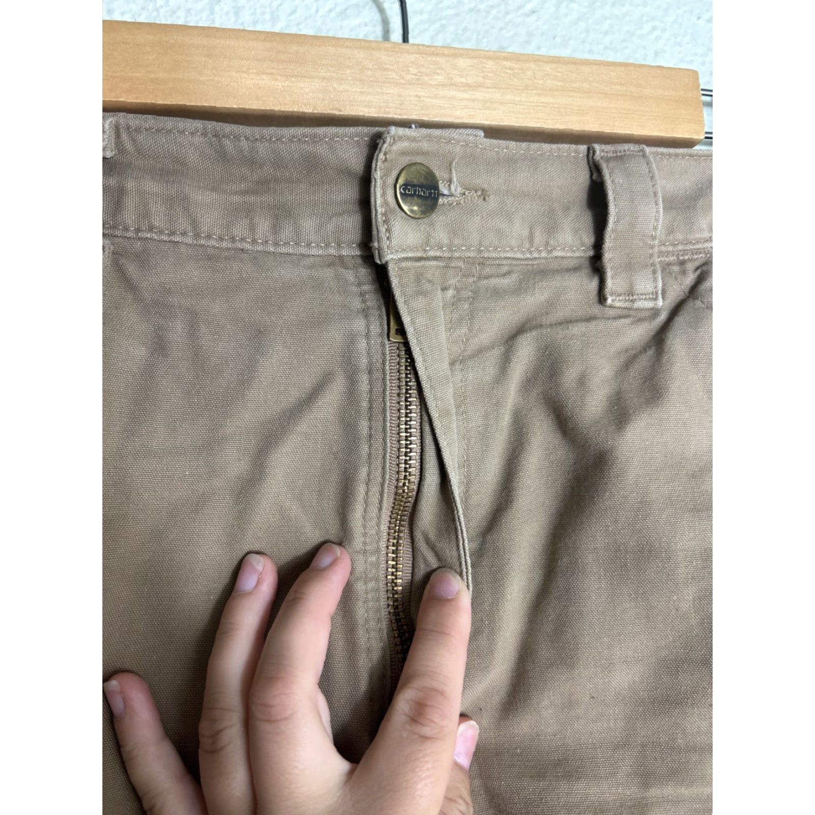 Carhartt Carhartt Shorts Mens 32x10 Khaki Beig Beige Regular Cargo Pockets Workwear Casual 32 Mens Clothing Canvas Cotton Flat Front Inseam 10" Size US 32 / EU 48 - 7 Thumbnail