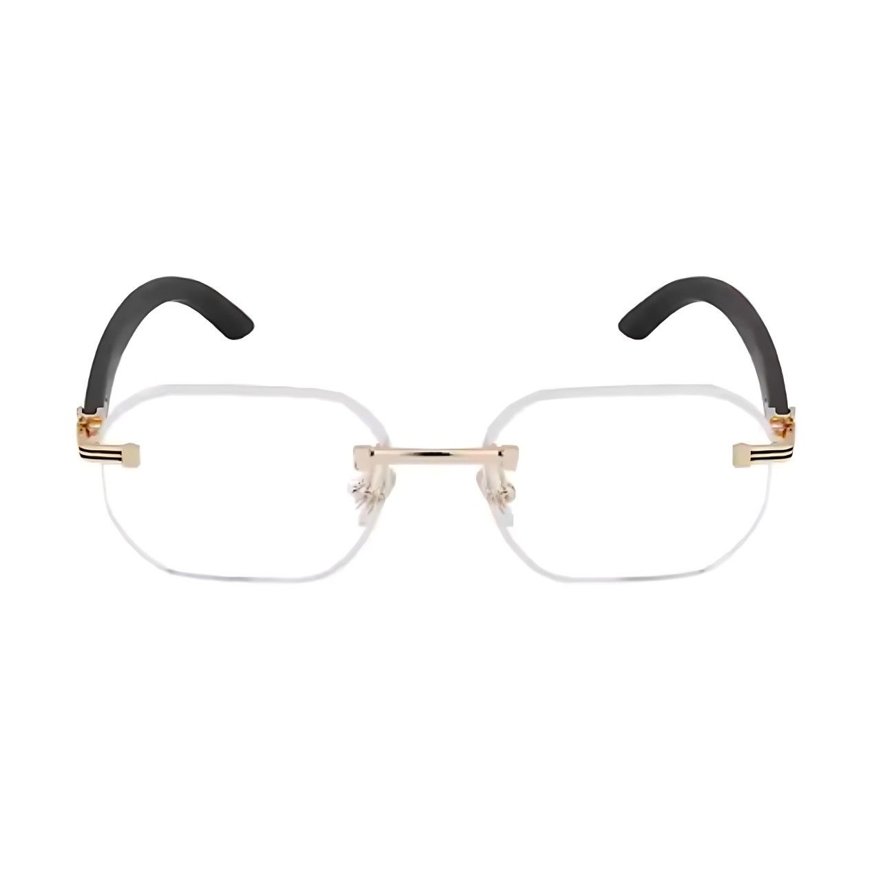 Other Rimless Square Sunglasses Gold Metal Frame Black Temples Size ONE SIZE - 2 Thumbnail