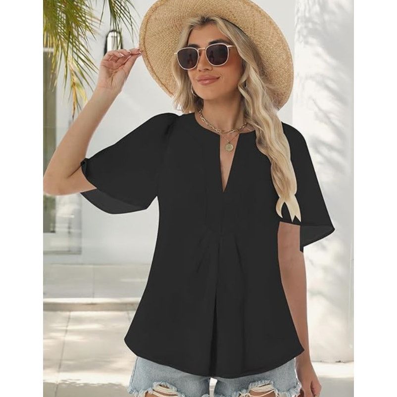 The Unbranded Brand SIZE 2XL Oversized Flutter Sleeve V Neck 100% Polyester Size US XXL / EU 58 / 5 - 4 Thumbnail