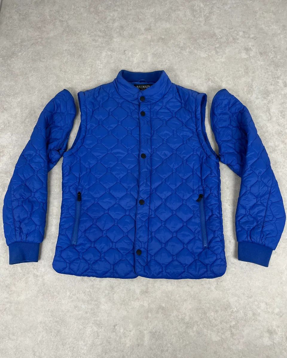Balmain Balmain Blue Quilted Puffer Jacket with Detachable Sleeves Size US M / EU 48-50 / 2 - 4 Thumbnail