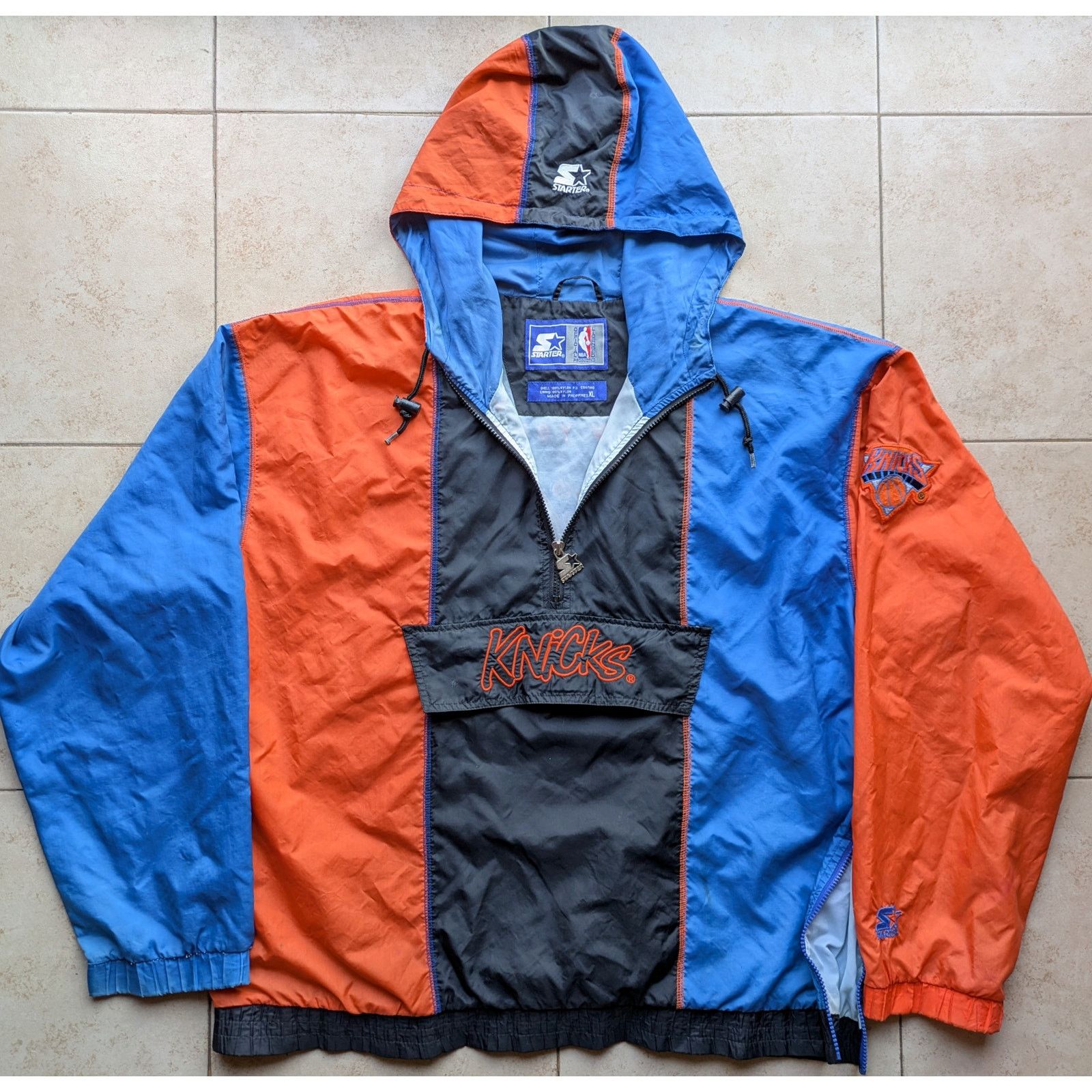 NBA NY Knicks 90s hoodie GRAFFITI 1/2 windbreaker XL multi vtg Size US XL / EU 56 / 4 - 6 Thumbnail