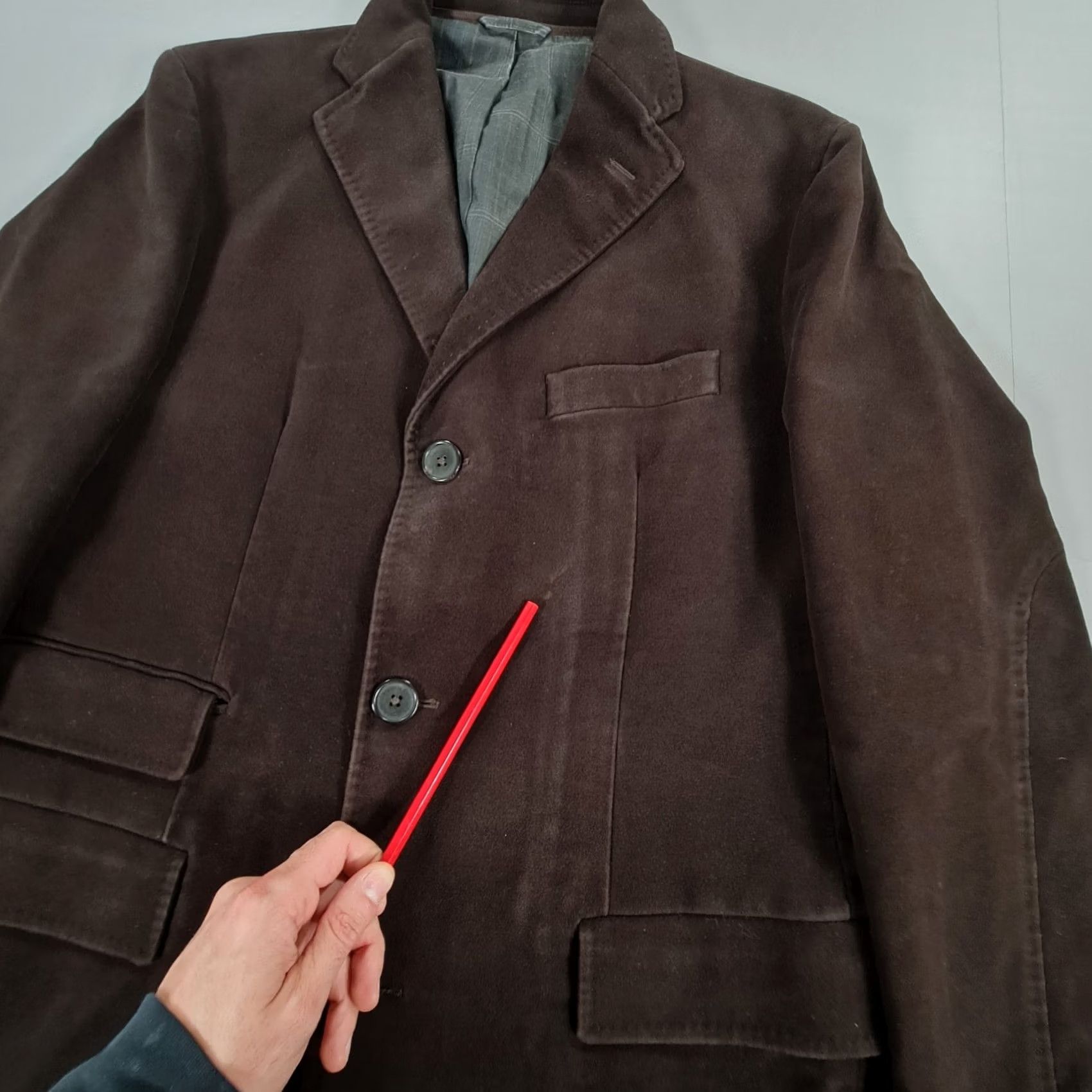 Massimo Dutti Massimo Dutti Mens Coat Brown 40 Moleskin Cotton Blazer Coat Overcoat Winter Long Buttoned Pockets Regular Mens Size 40R - 4 Thumbnail