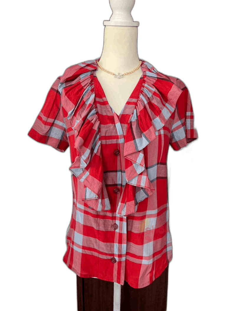 Vivienne Westwood Vivienne Westwood Ruffled Check Blouse - dmc Size M / US 6-8 / IT 42-44 - 1 Thumbnail