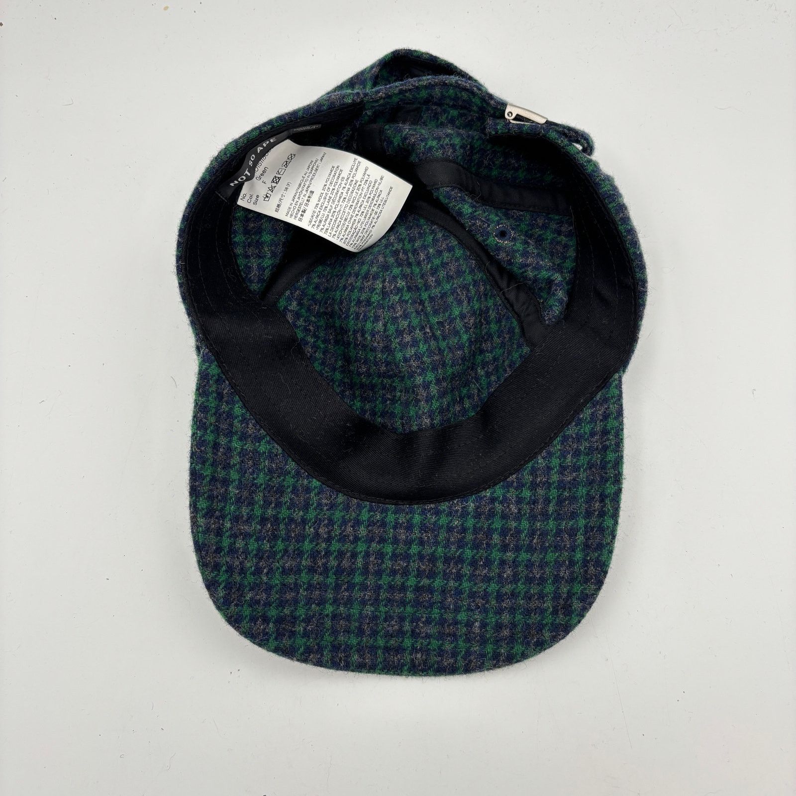 Japanese Brand Not So Ape Logo Wool Blend Houndstooth Strapback Hat Size ONE SIZE - 7 Thumbnail