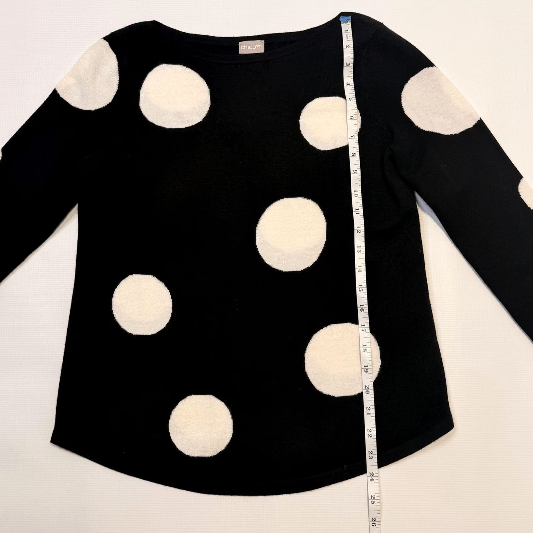 Vintage Chicos Sweater Women Long Sleeve Knit Pullover Boat Neck Polka Dot Black White 0 US 8 Mens Womens Girls? Size S / US 4 / IT 40 - 4 Thumbnail