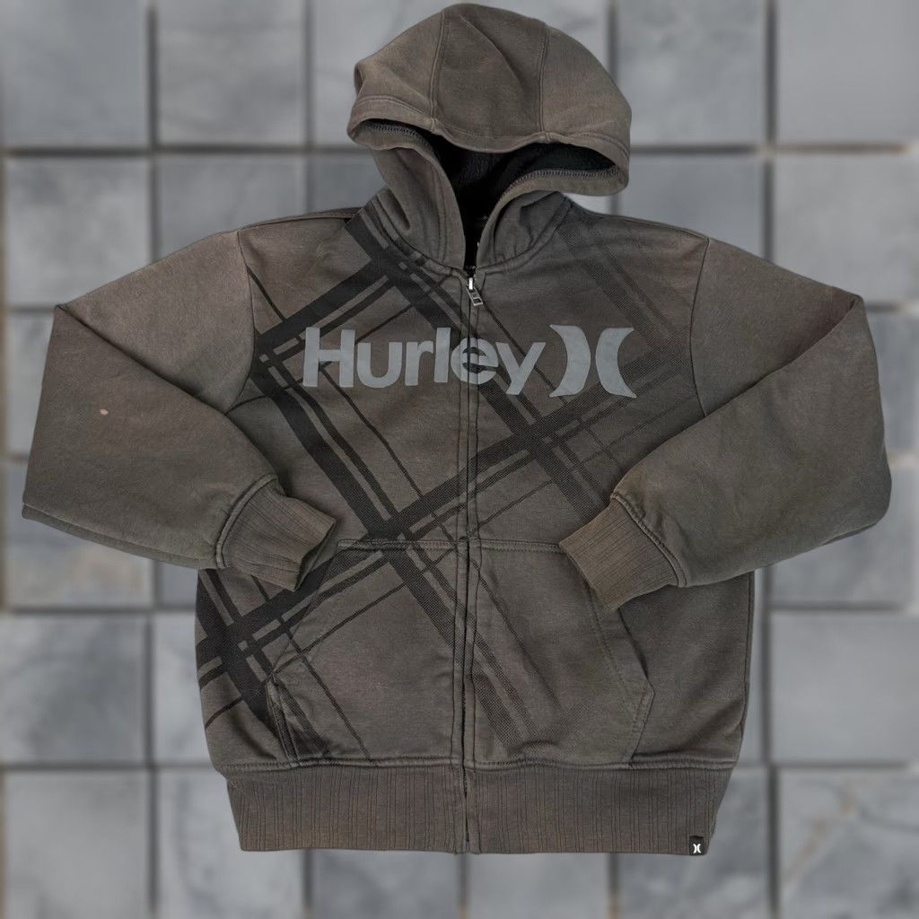 Hurley VINTAGE Hurley Hoodie Mens Small Gray Y2K Sweater Sherpa Lined Sweatshirt Skater Size US S / EU 44-46 / 1 - 1 Thumbnail