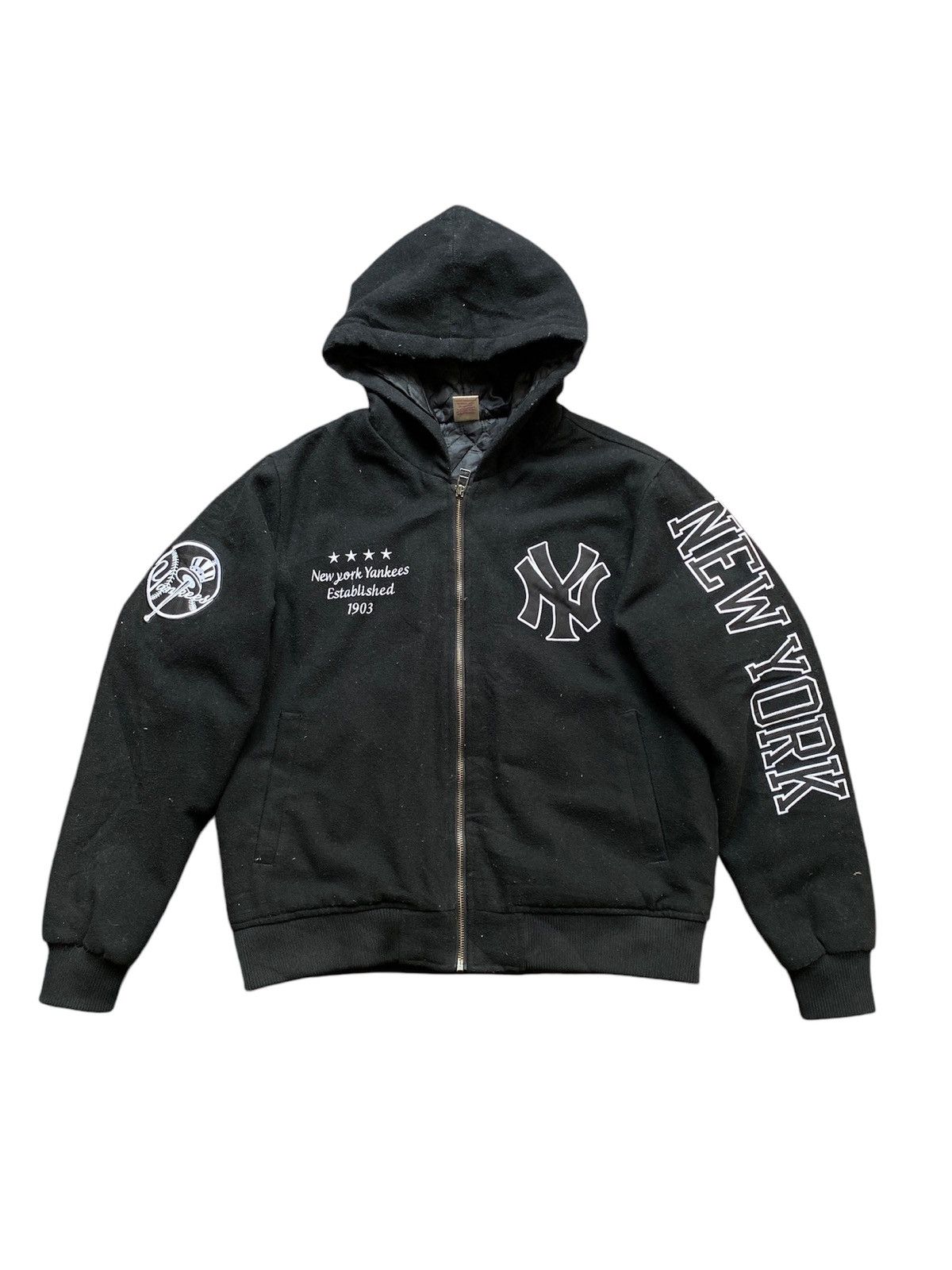 Japanese Brand 2000s - New York Yankees Wool Zipper Hoodie Jacket Size US L / EU 52-54 / 3 - 1 Thumbnail