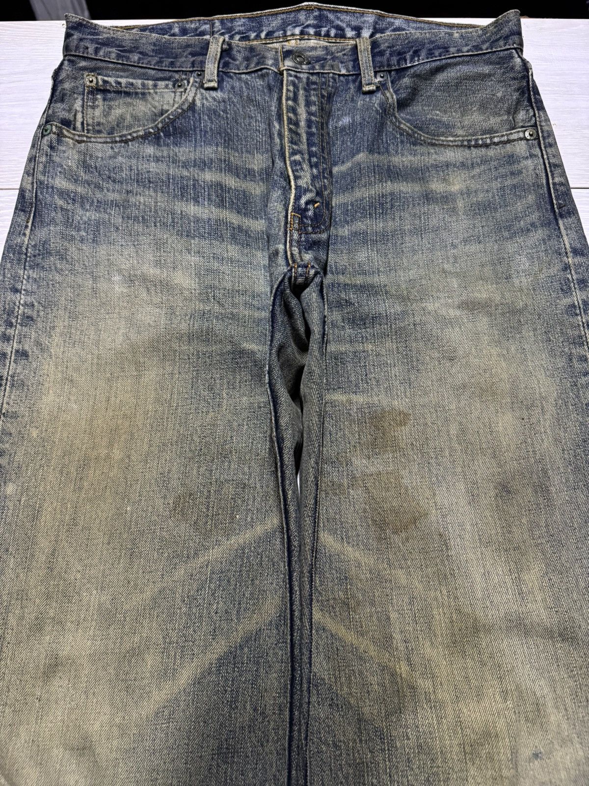 Levi's Vintage Levis 503 Mud Wash Distressed Baggy Jeans Size US 33 - 3 Thumbnail