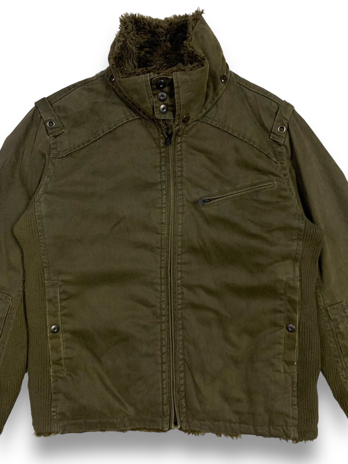 14th Addiction Vintage Chevignon Canvas Sherpa Fur Lined Punk Style Jacket Size US L / EU 52-54 / 3 - 5 Thumbnail
