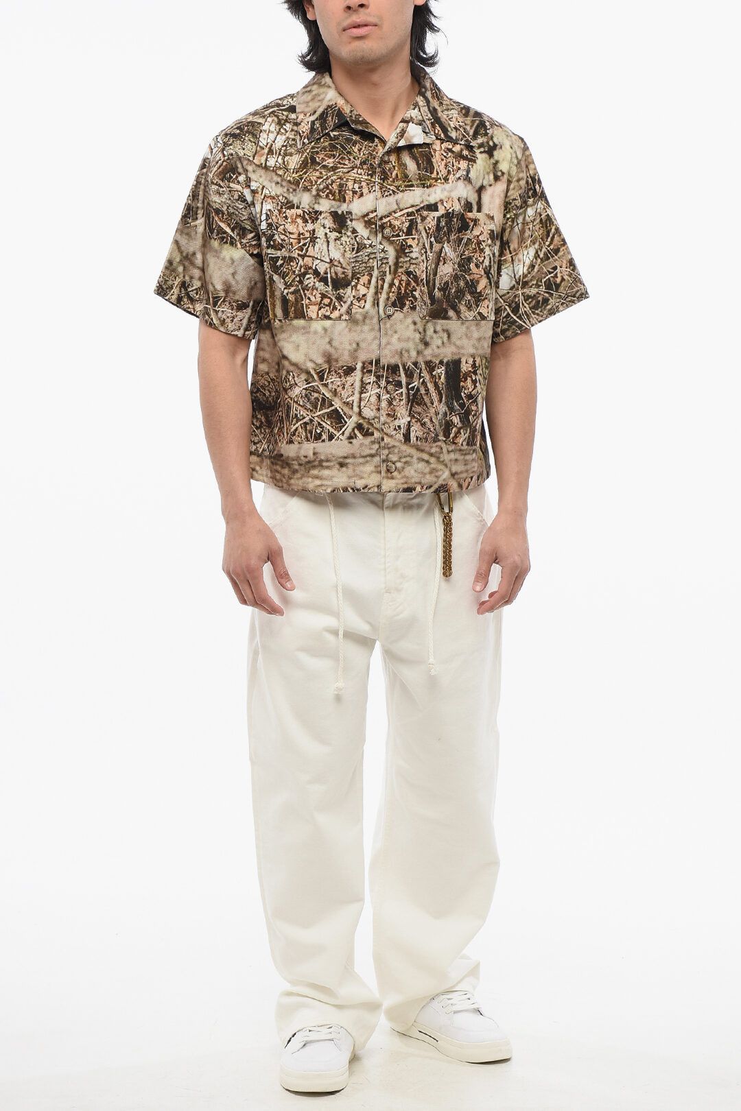 1989 STUDIO og1mm0725 Cotton Camouflage Bowling Shirt in Brown Size US S / EU 44-46 / 1 - 4 Thumbnail
