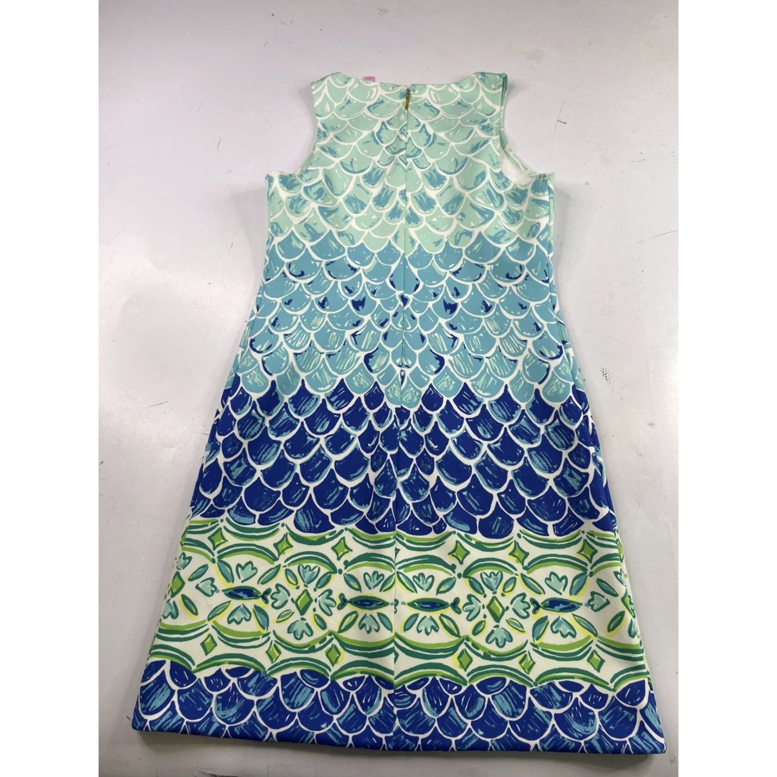 Lilly Pulitzer VINTAGE Lilly Pulitzer The Pink Pelican Perla Shift Dress Turquoise/Blue Scale Small Size S / US 4 / IT 40 - 6 Thumbnail