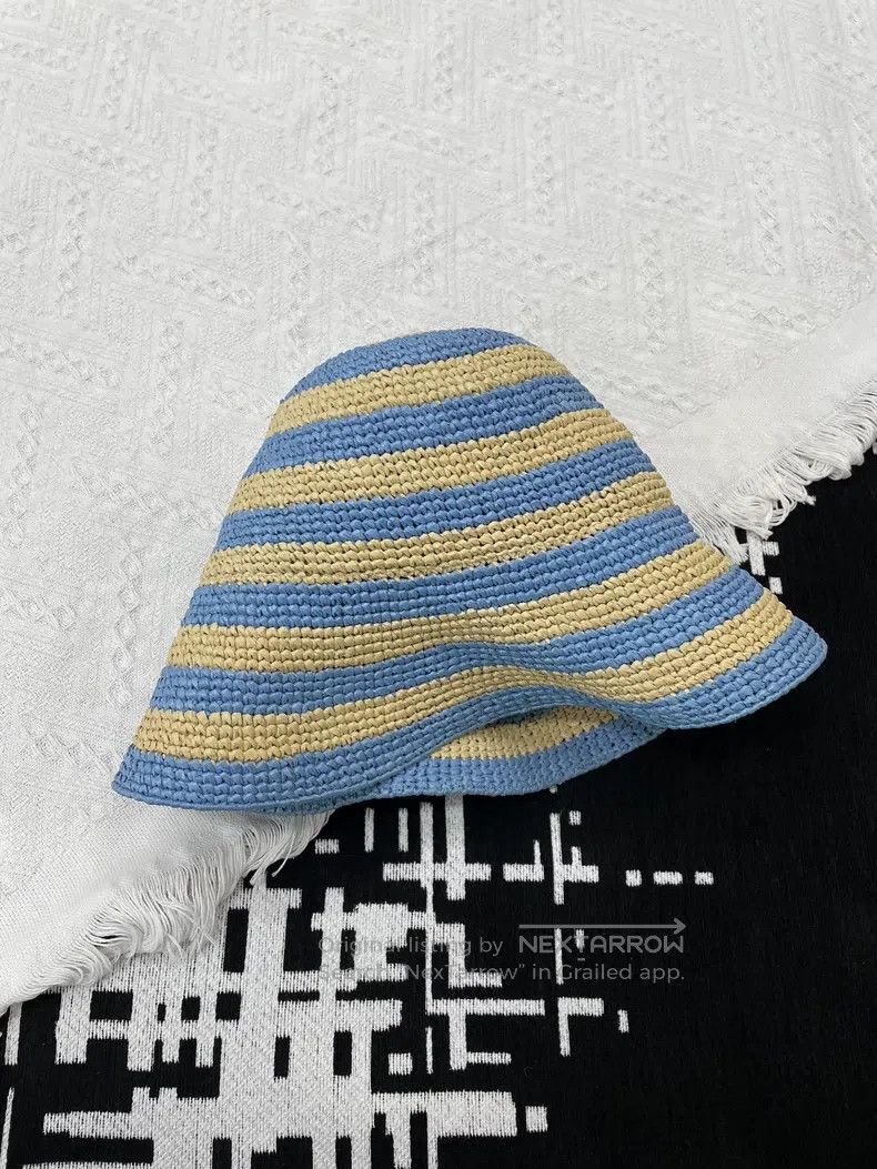 Prada Prada Size S Blue striped straw-knitted fisherman's hat Size ONE SIZE - 3 Thumbnail