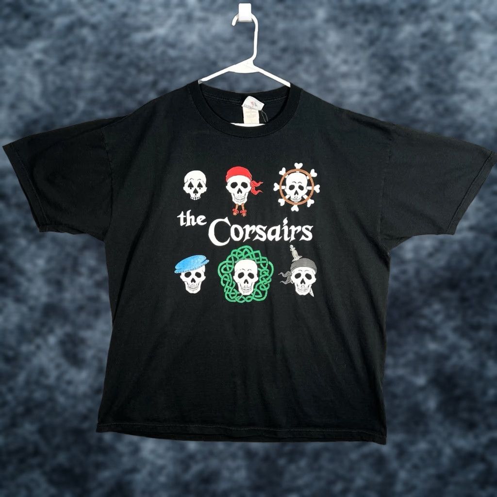 Jerzees VINTAGE The Corsairs Skull T Shirt Adult 2XL XXL Black Mens Size US XXL / EU 58 / 5 - 1 Thumbnail
