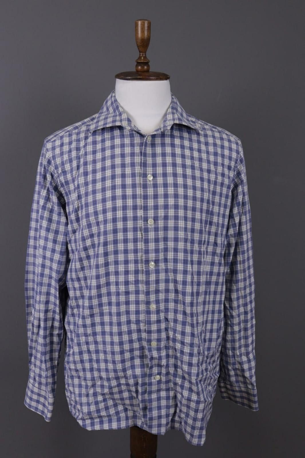 Eton Eton Contemporary Check Blue Shirt Size 45 17.75 XXL Size US M / EU 48-50 / 2 - 1 Thumbnail