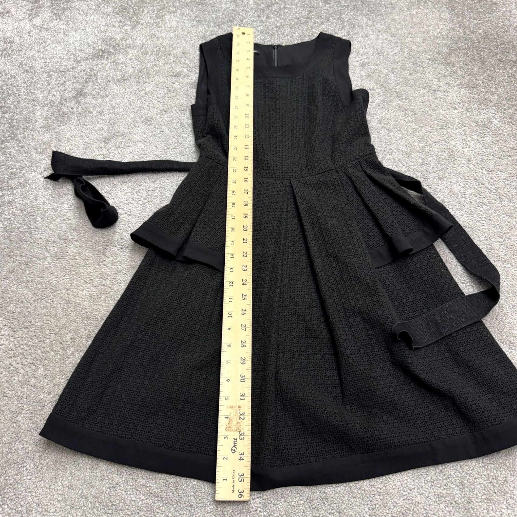 Nine West Nine West Belted Peplum A-Line Fit & Flare Dress Womens 6 Black Eyelet Textured Sleeveless Knitted? Wait Size M / US 6-8 / IT 42-44 - 5 Thumbnail