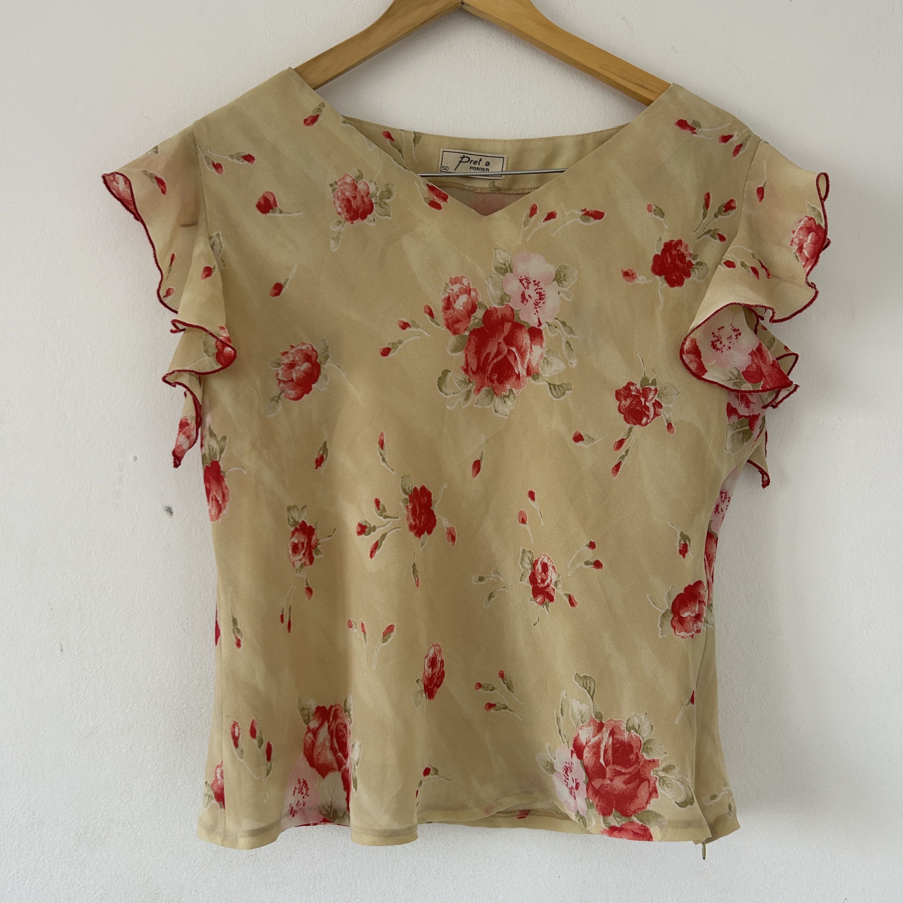 Vintage Vintage frilly floral crop blouse Size XL / US 12-14 / IT 48-50 - 7 Thumbnail