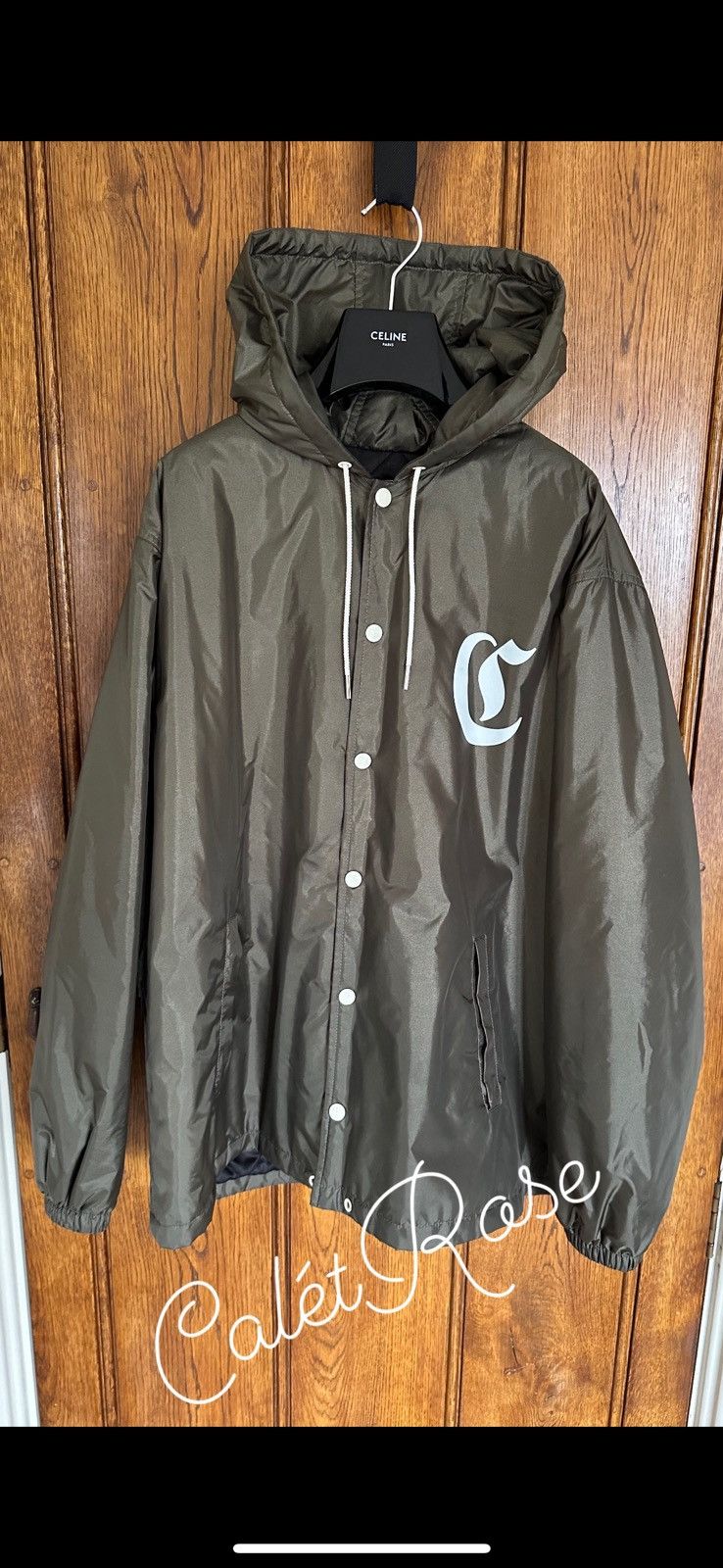 image of Ss23 Celine Dysfunctional Bauhaus Coach Jacket 48 Hoodie in Green, Men's (Size Medium)