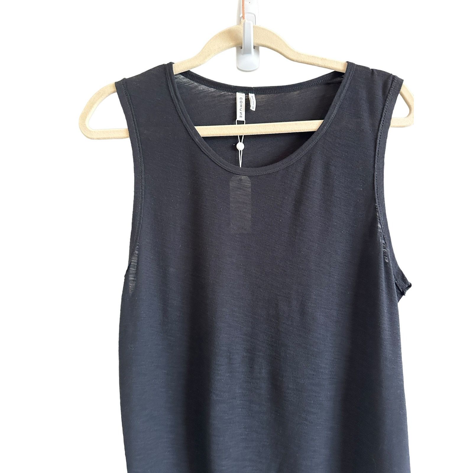 Comune Comune Small Malibu Black Scoop Neck Lightweight Tank Top Size S / US 4 / IT 40 - 3 Thumbnail