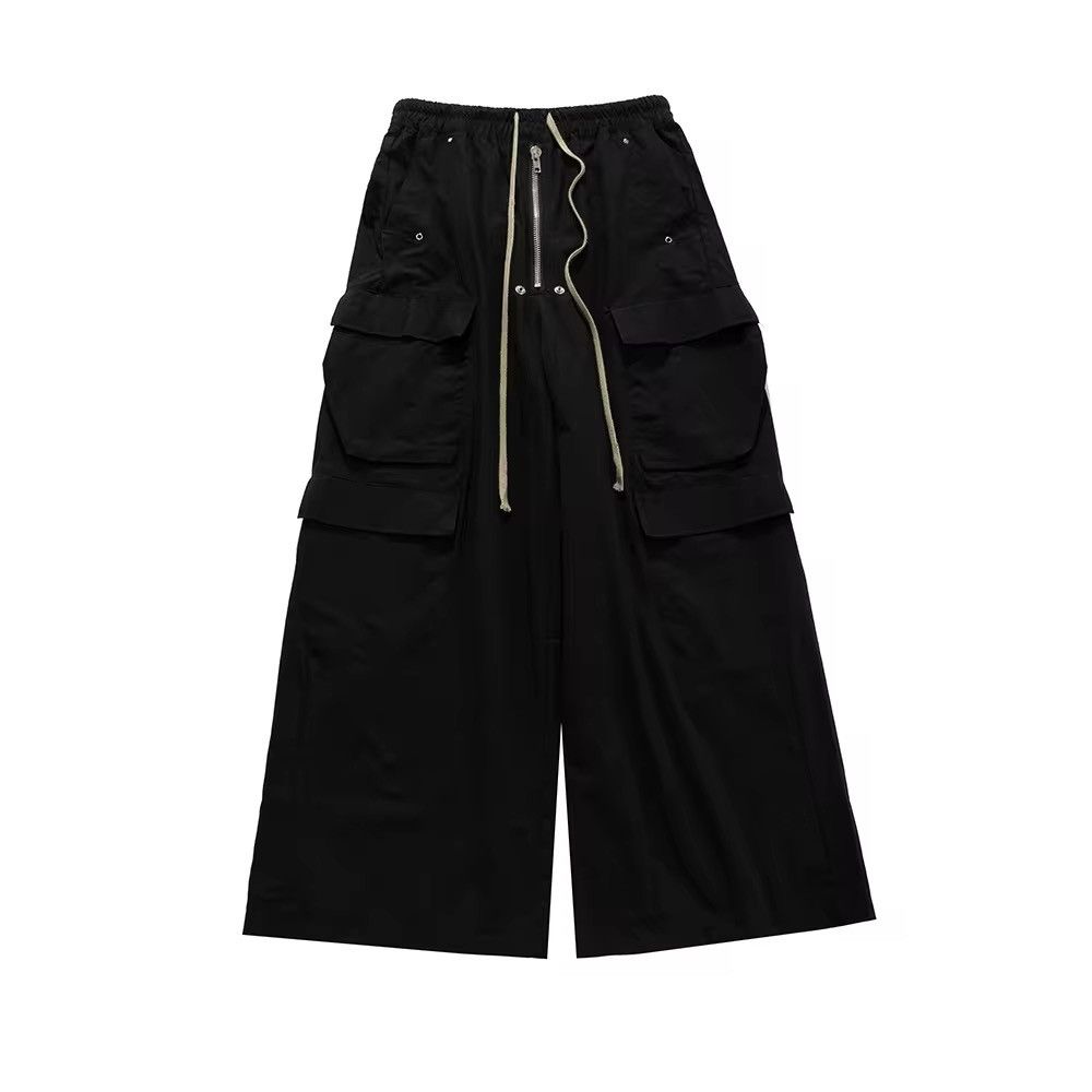 Japanese Brand × Vintage Style Wide Leg Drawstring Black Cargo Pant Size US 30 / EU 46 - 4 Thumbnail