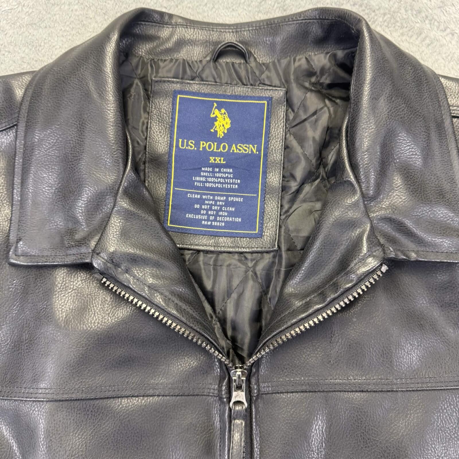 U.S. Polo Assn. U.S. Polo Assn. Men's Classic Black Faux Leather Jacket Size US XXL / EU 58 / 5 - 3 Thumbnail
