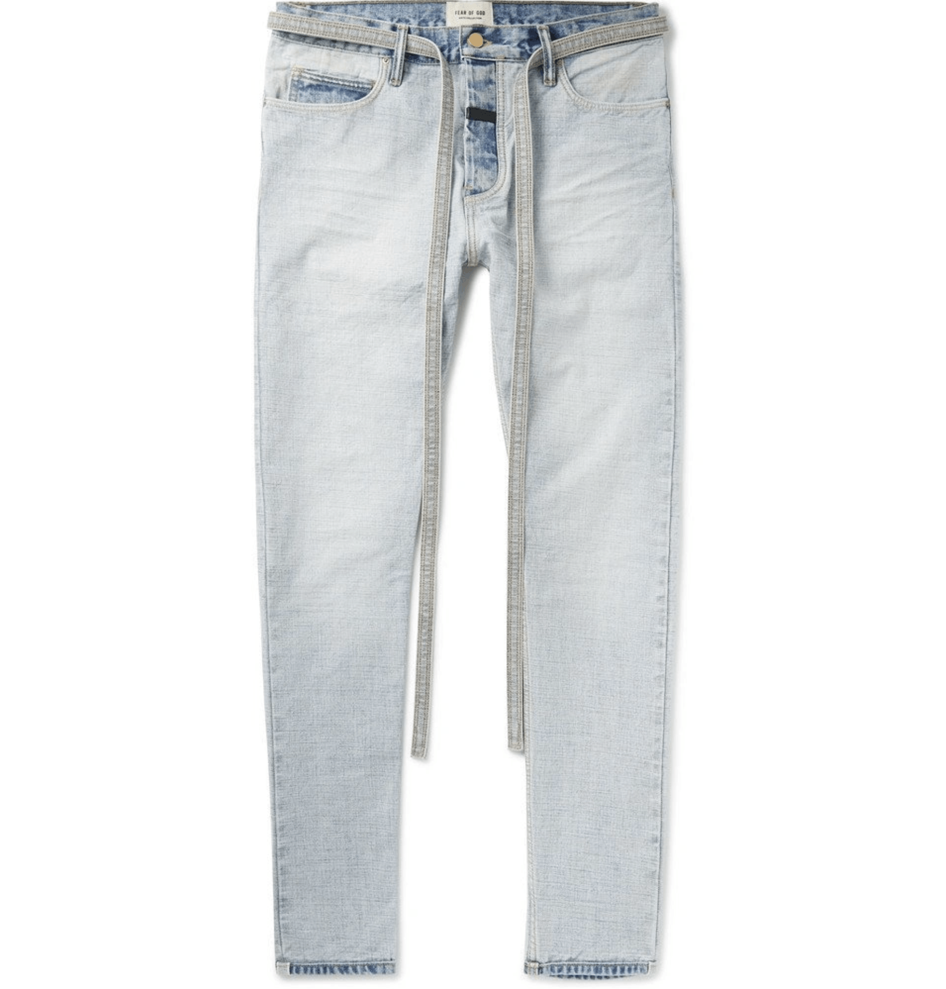 image of $895+ Fear Of God Belted Denim Inside Out Jeans Sixth in Indigo, Men's (Size 31)