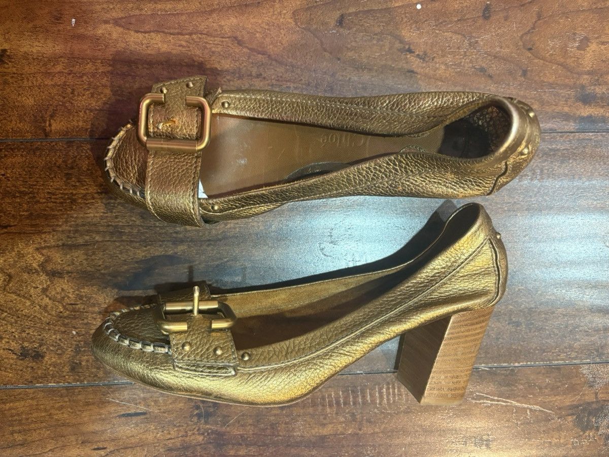 Chloe Chloè gold leather round toe kitten heels with buckle detail Size US 7.5 / IT 37.5 - 1 Thumbnail