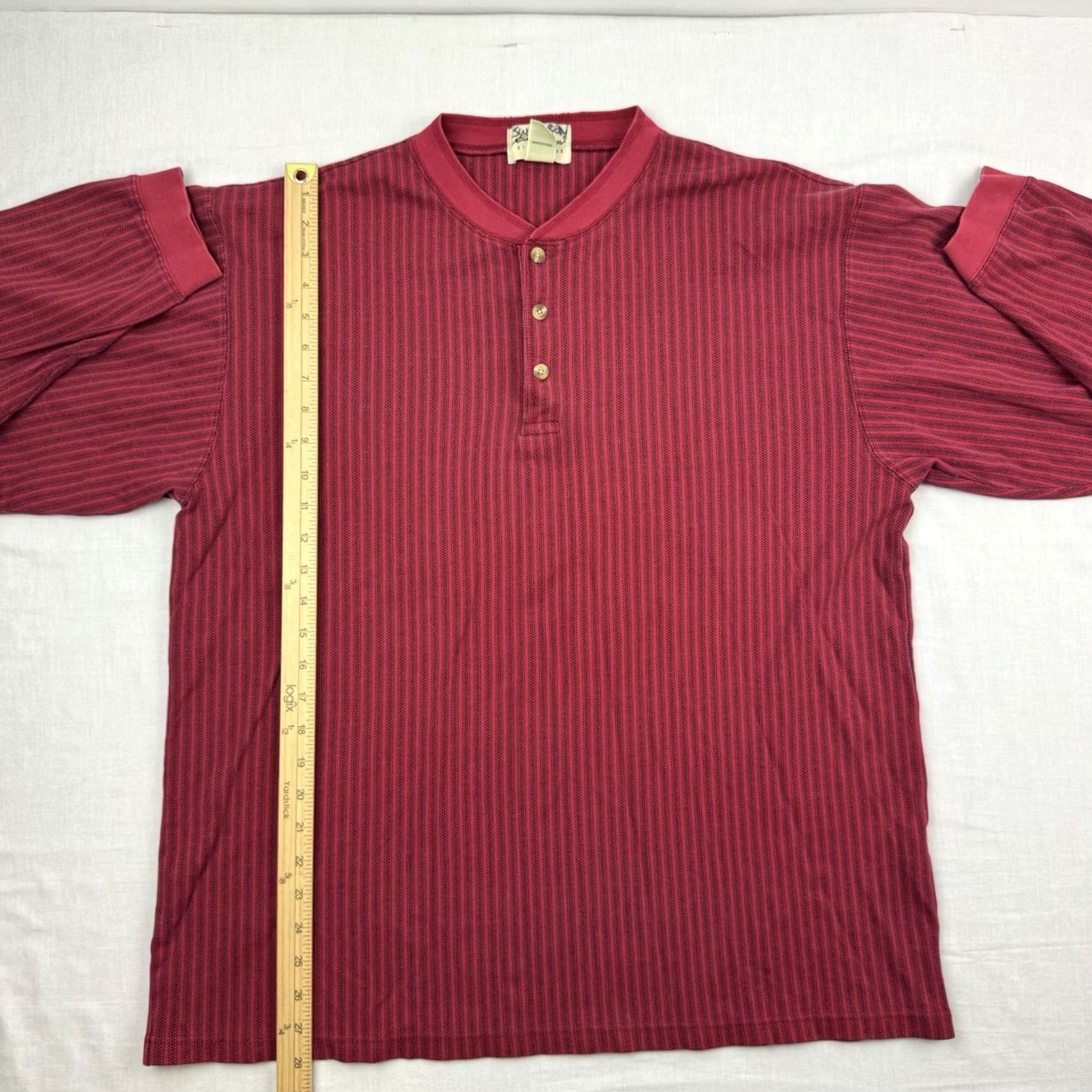 Eddie Bauer VINTAGE Eddie Bauer Henley Shirt Adult Large Striped Button Up Outdoor Hipster Men Long Sleeve Red Cotton 90s Y2K Hipster 90s Mens Size US L / EU 52-54 / 3 - 4 Thumbnail