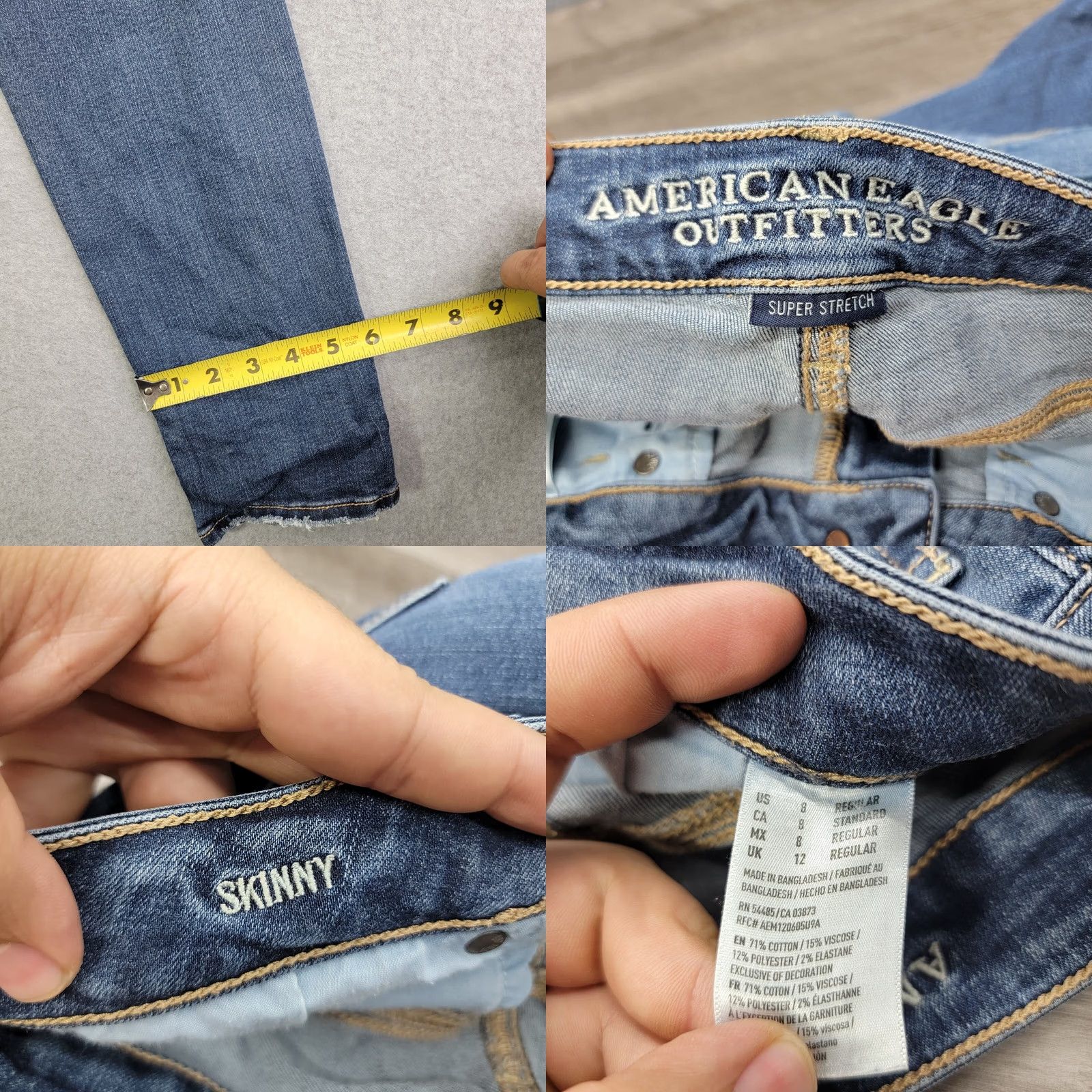 American Eagle Outfitters American Eagle Skinny Super Stretch Blue Denim Jeans Women Size 8 Pants Size 30" / US 8 / IT 44 - 9 Thumbnail