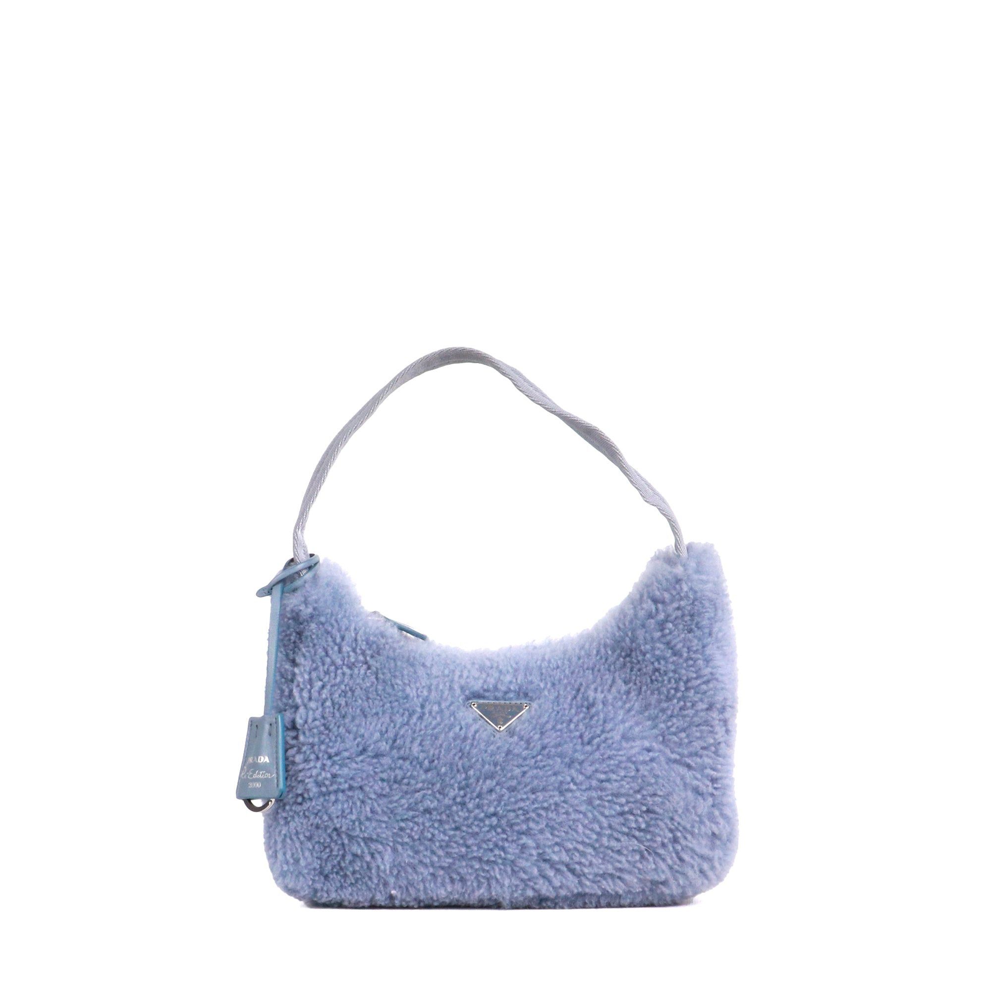 Prada PRADA - Prada Re-Édition 2000 mini shoulder bag in blue wool Size ONE SIZE - 1 Thumbnail