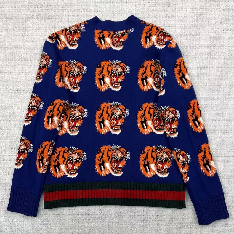 Gucci Gucci Full print tiger head knitted cardigan jacket Size US M / EU 48-50 / 2 - 2 Thumbnail