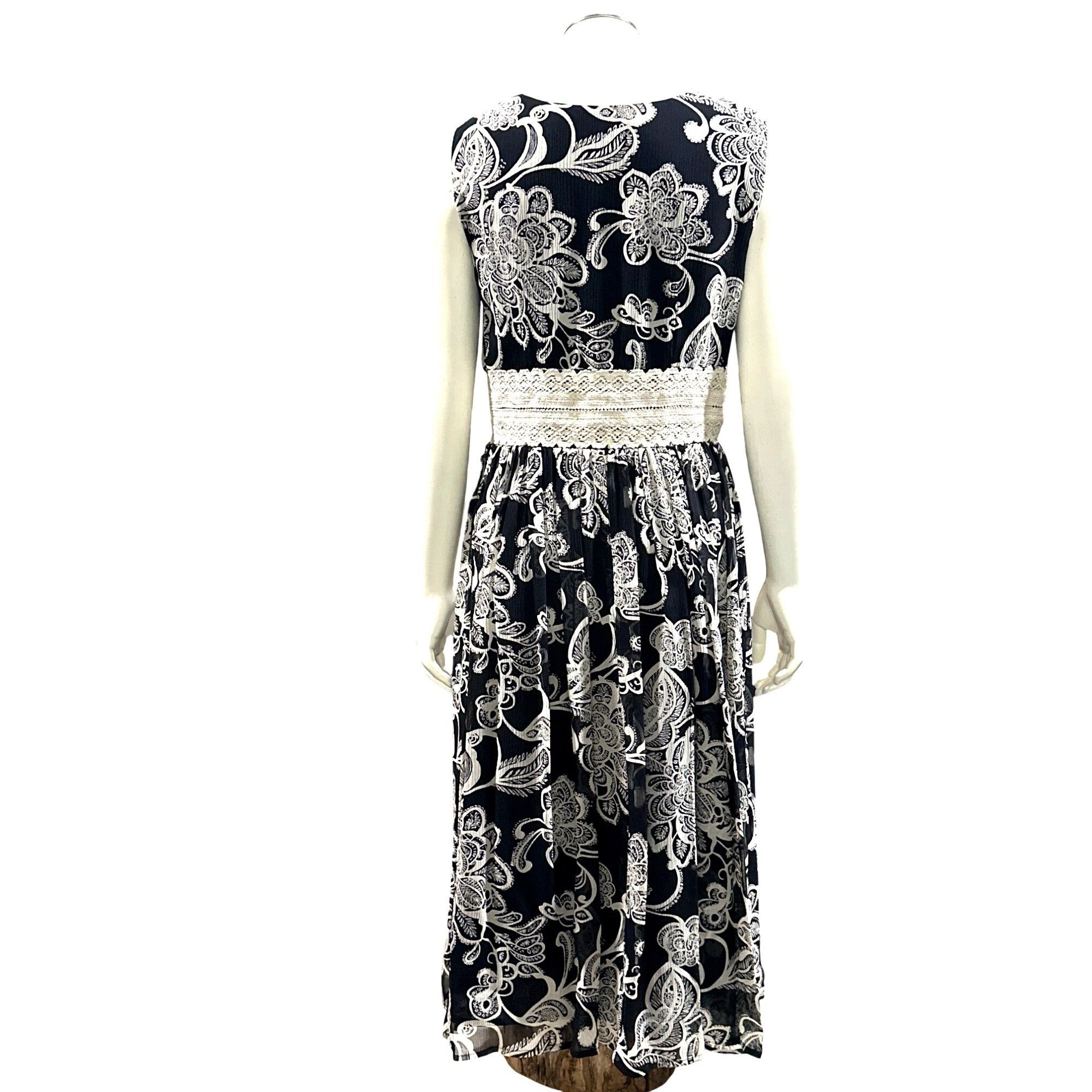 Oscar De La Renta Oscar de la Renta Size 6 Vintage Silk Dress Black White Lace Size M / US 6-8 / IT 42-44 - 5 Thumbnail
