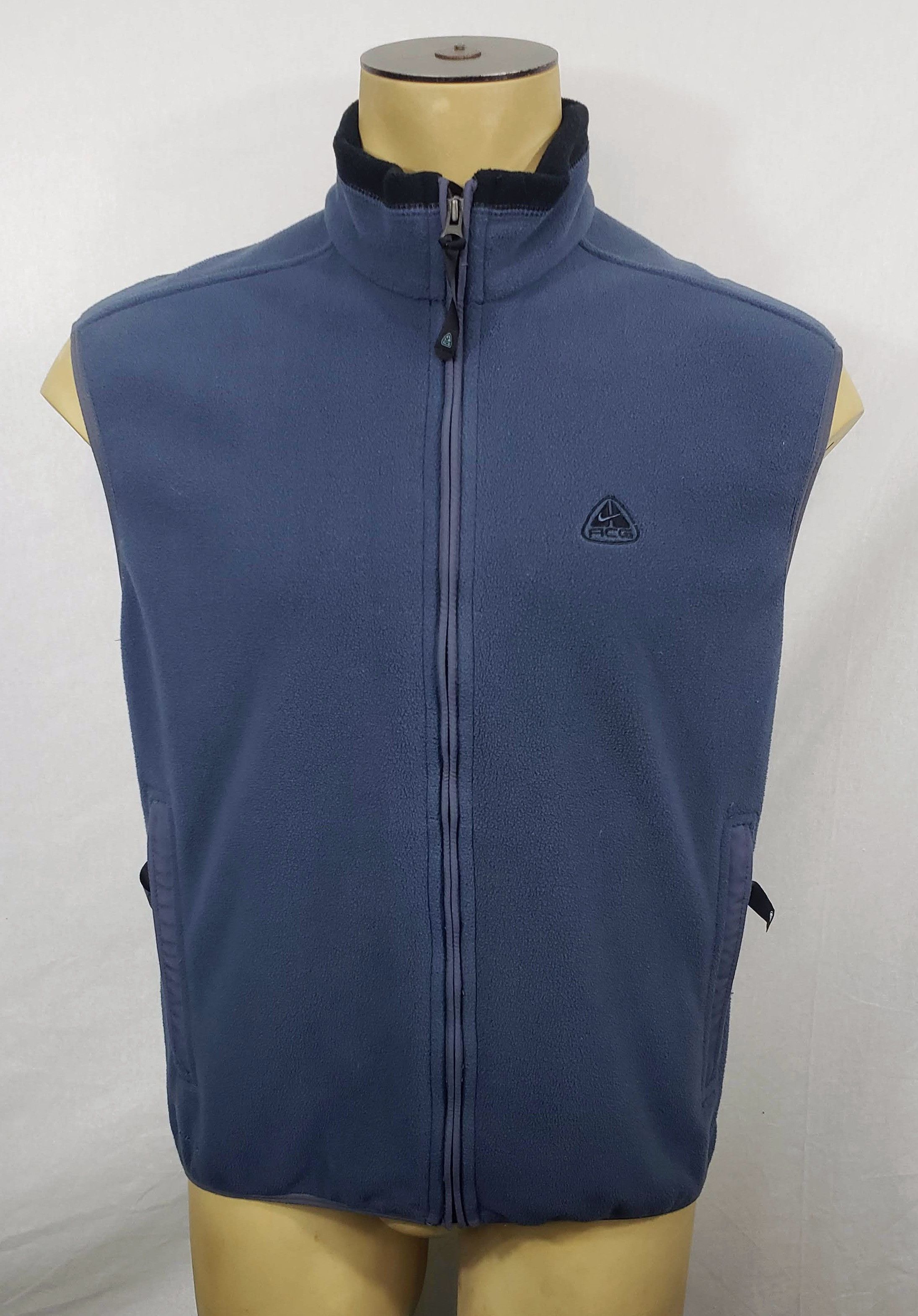 Nike × Nike ACG × Vintage Vtg Nike ACG 2 Thermal Layer blue zip-up fleece vest jacket Size US L / EU 52-54 / 3 - 2 Thumbnail