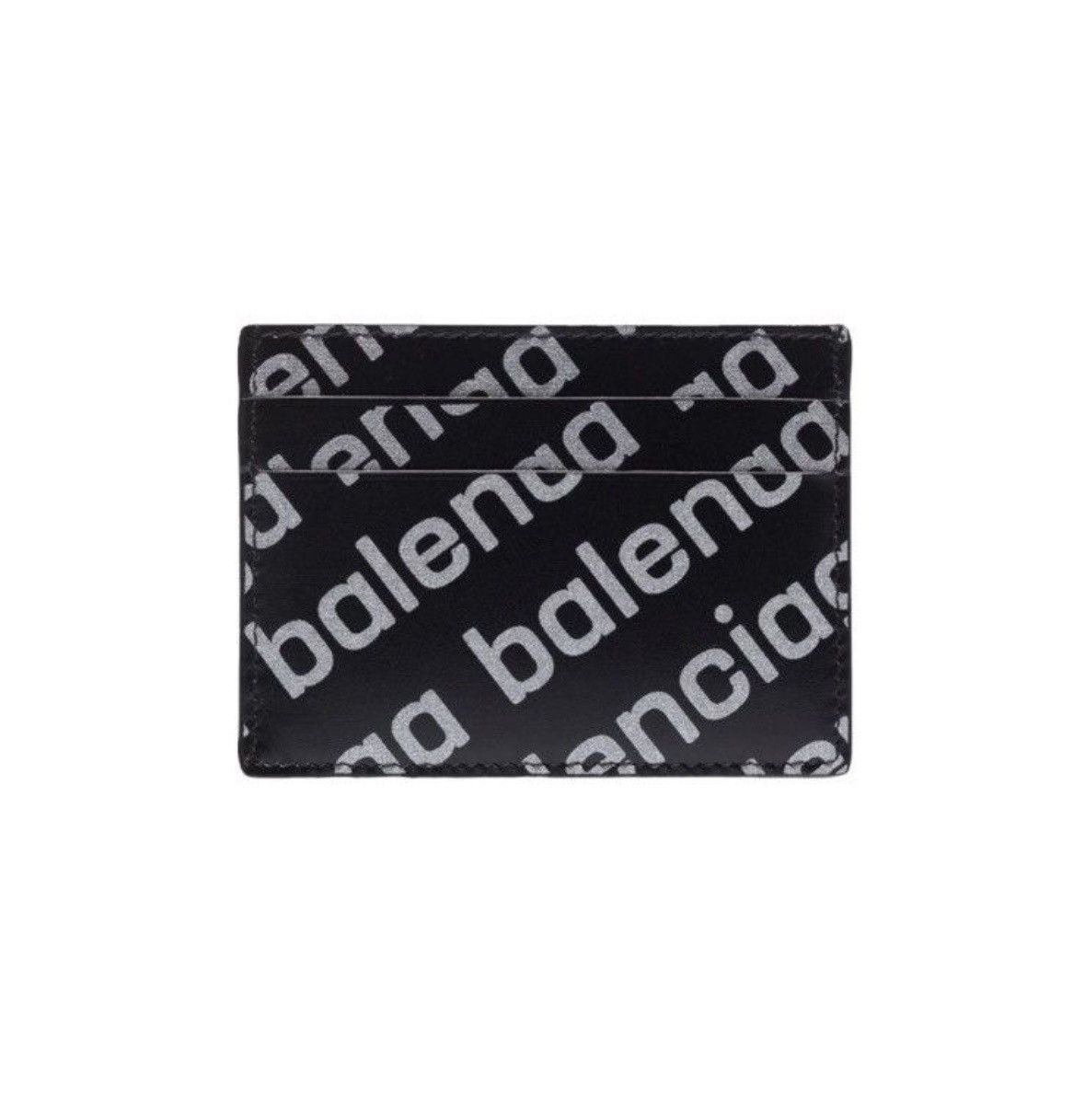 Balenciaga Balenciaga All Over Logo Print Card Holder Black Size ONE SIZE - 1 Thumbnail