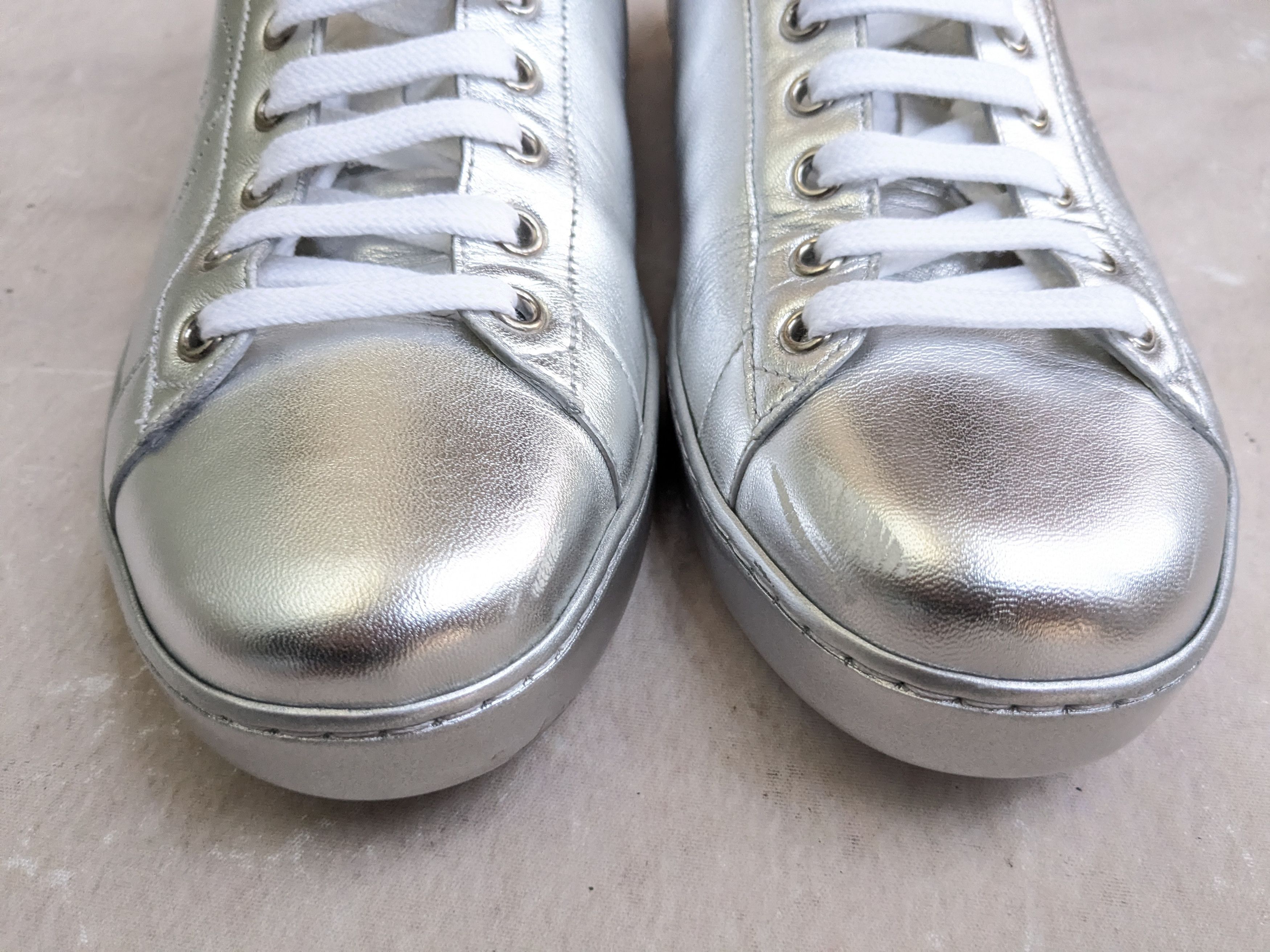 Gucci Gucci Ace Sneakers 8.5 Silver Leather Low Logo Size US 8.5 / EU 41-42 - 2 Thumbnail