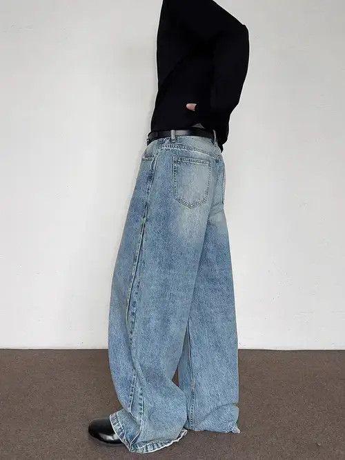 Jean Wide Leg Baggy Jeans, Loose Flare Jeans Size US 32 / EU 48 - 4 Thumbnail